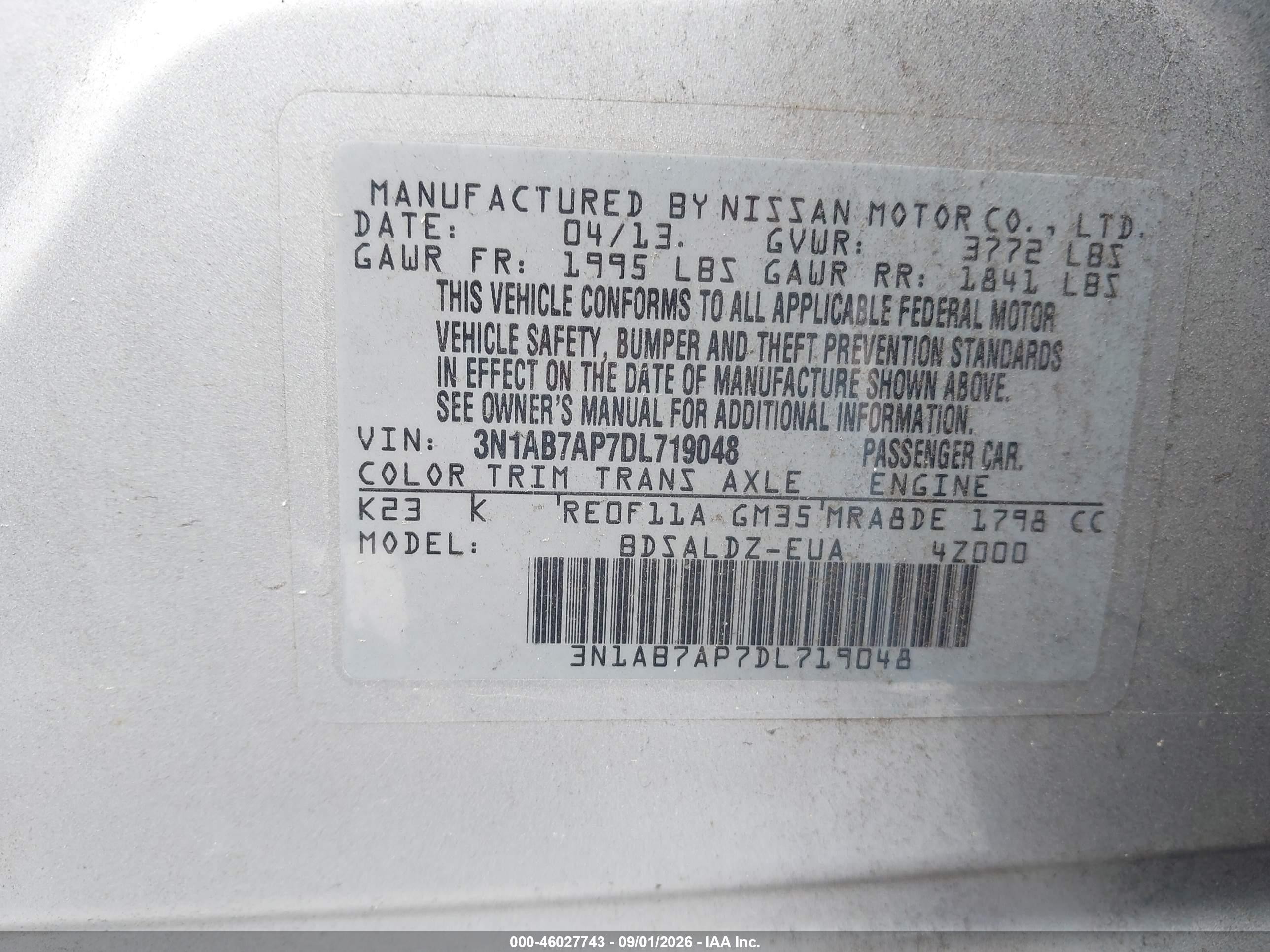 2013 Nissan Sentra Sv Серебряный vin: 3N1AB7AP7DL719048