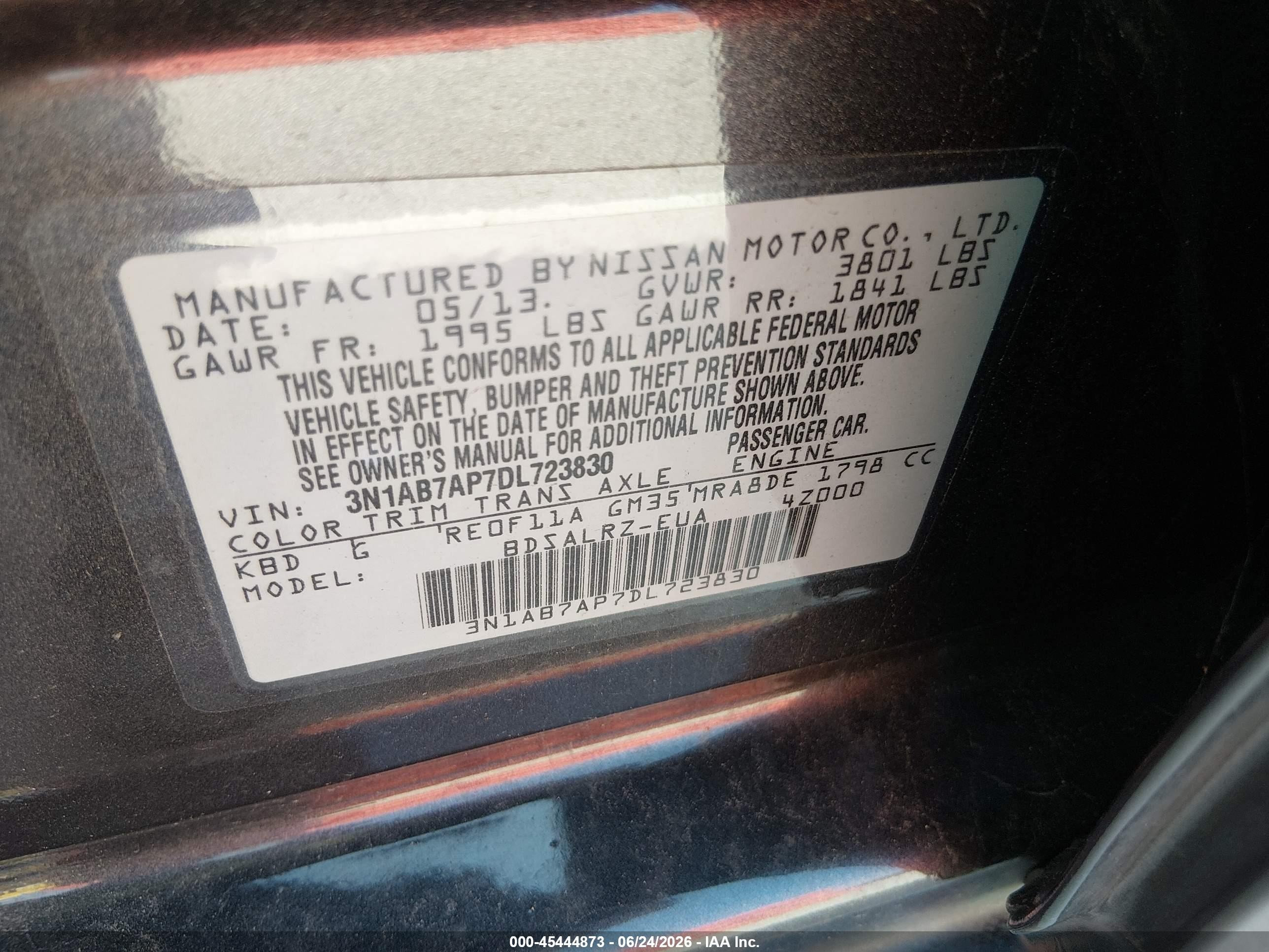 2013 Nissan Sentra Sr Gray vin: 3N1AB7AP7DL723830