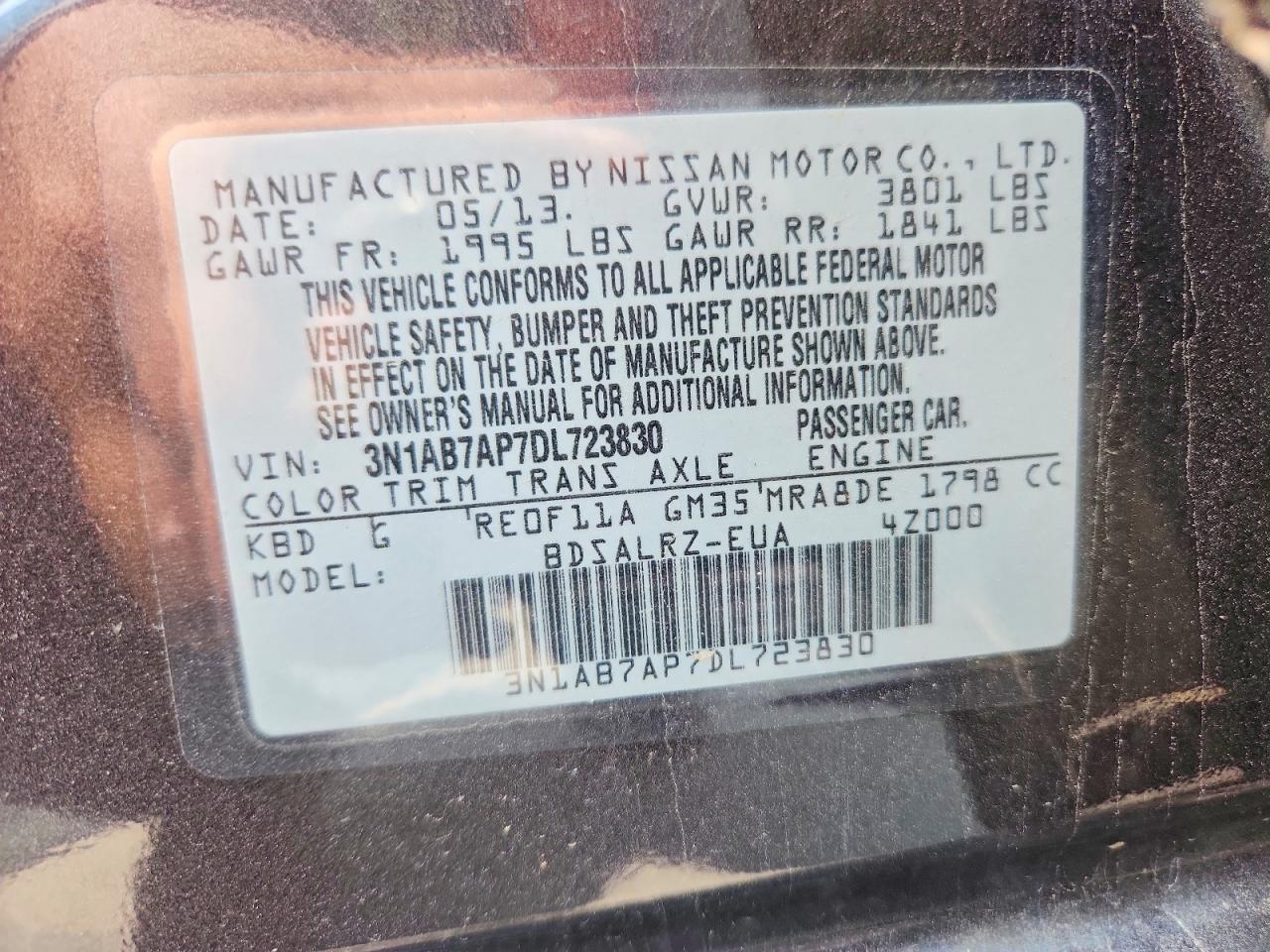 2013 Nissan Sentra S Gray vin: 3N1AB7AP7DL723830