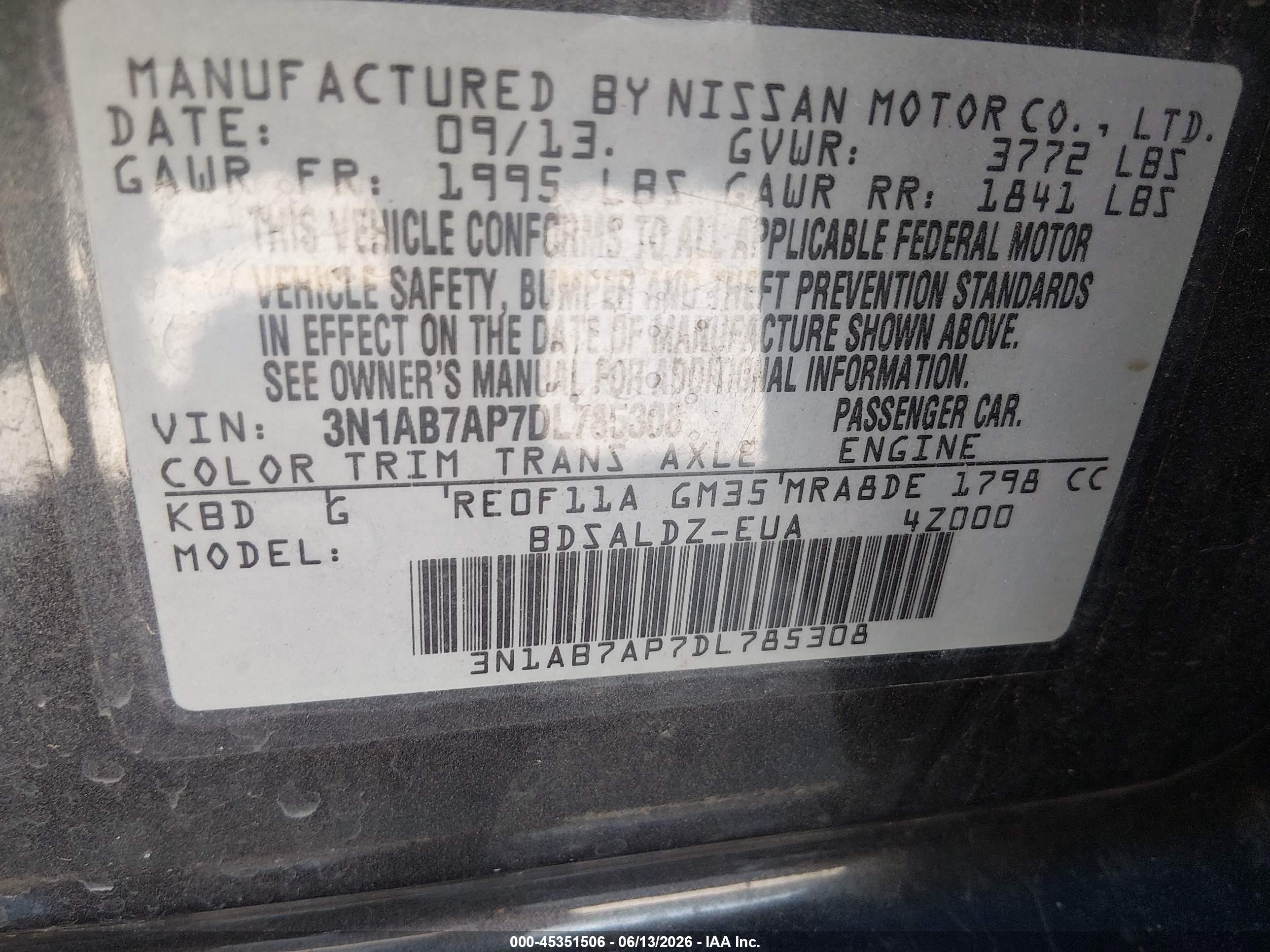 2013 Nissan Sentra Sv Silver vin: 3N1AB7AP7DL785308
