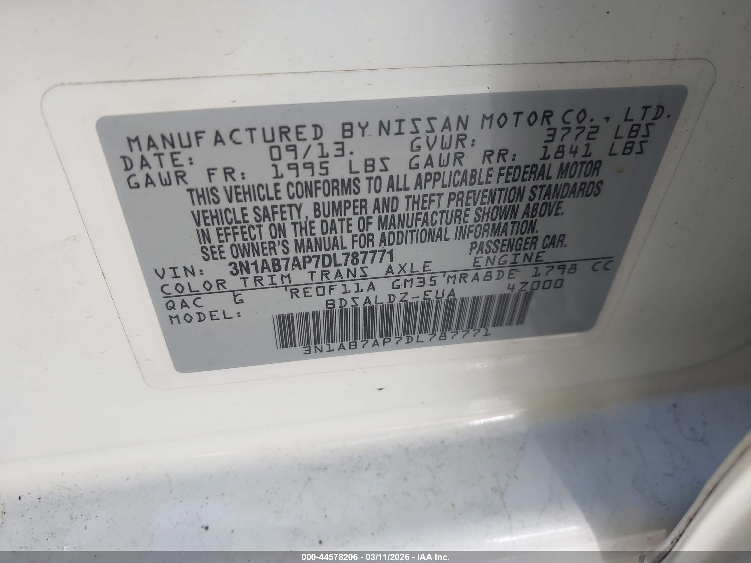 2013 Nissan Sentra Sv White vin: 3N1AB7AP7DL787771