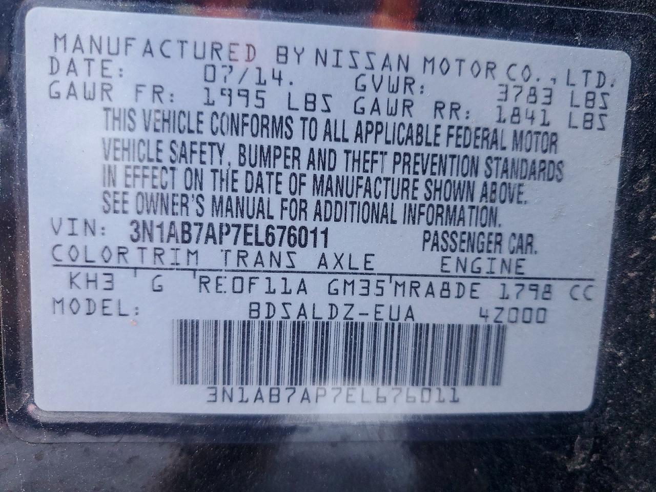 2014 Nissan Sentra Sv Black vin: 3N1AB7AP7EL676011