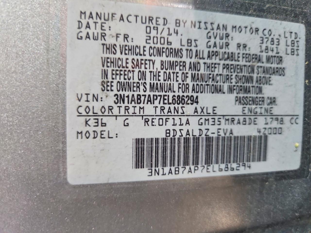 2014 Nissan Sentra Sv Silver vin: 3N1AB7AP7EL686294