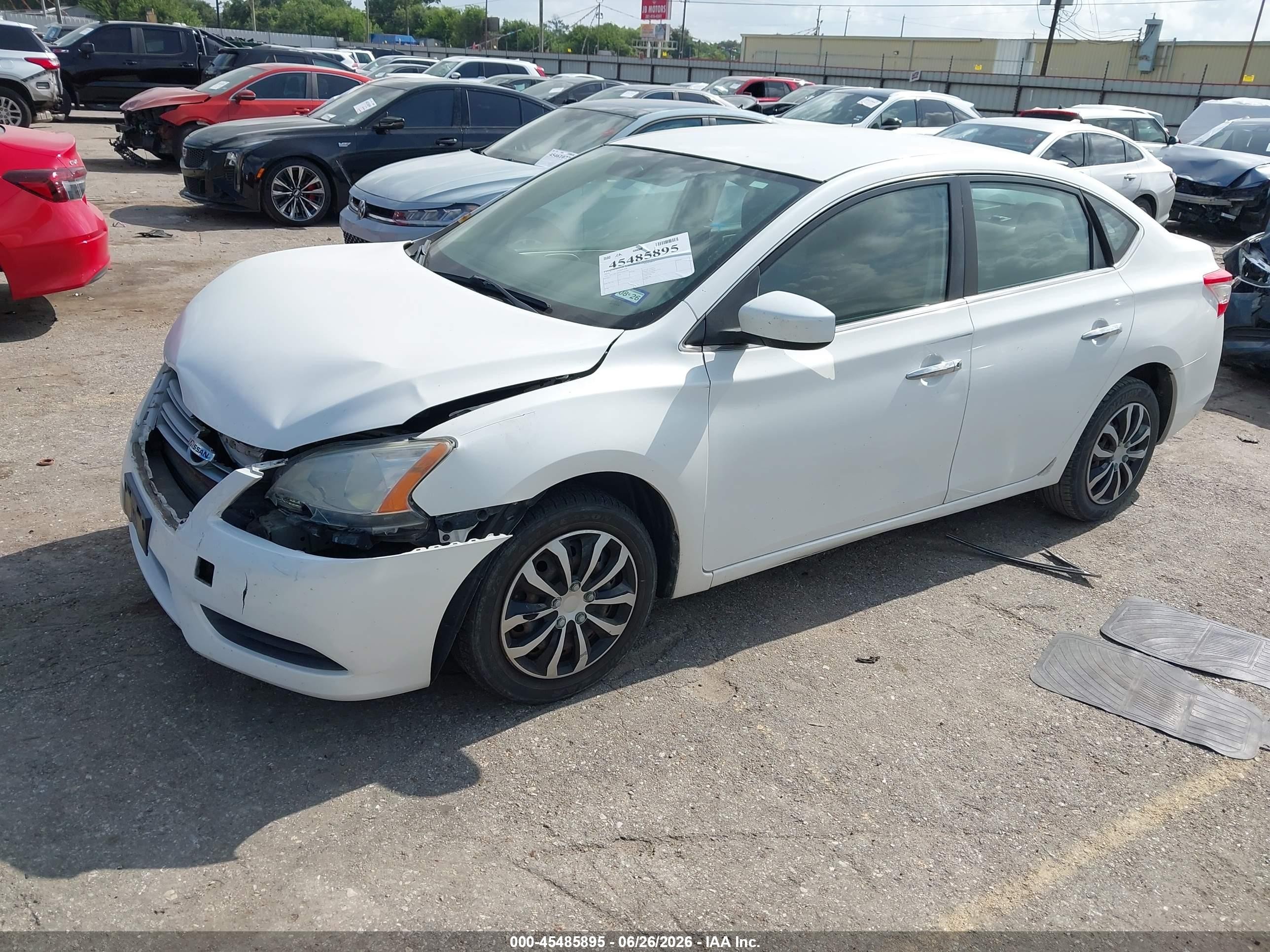 2014 Nissan Sentra S White vin: 3N1AB7AP7EL691284