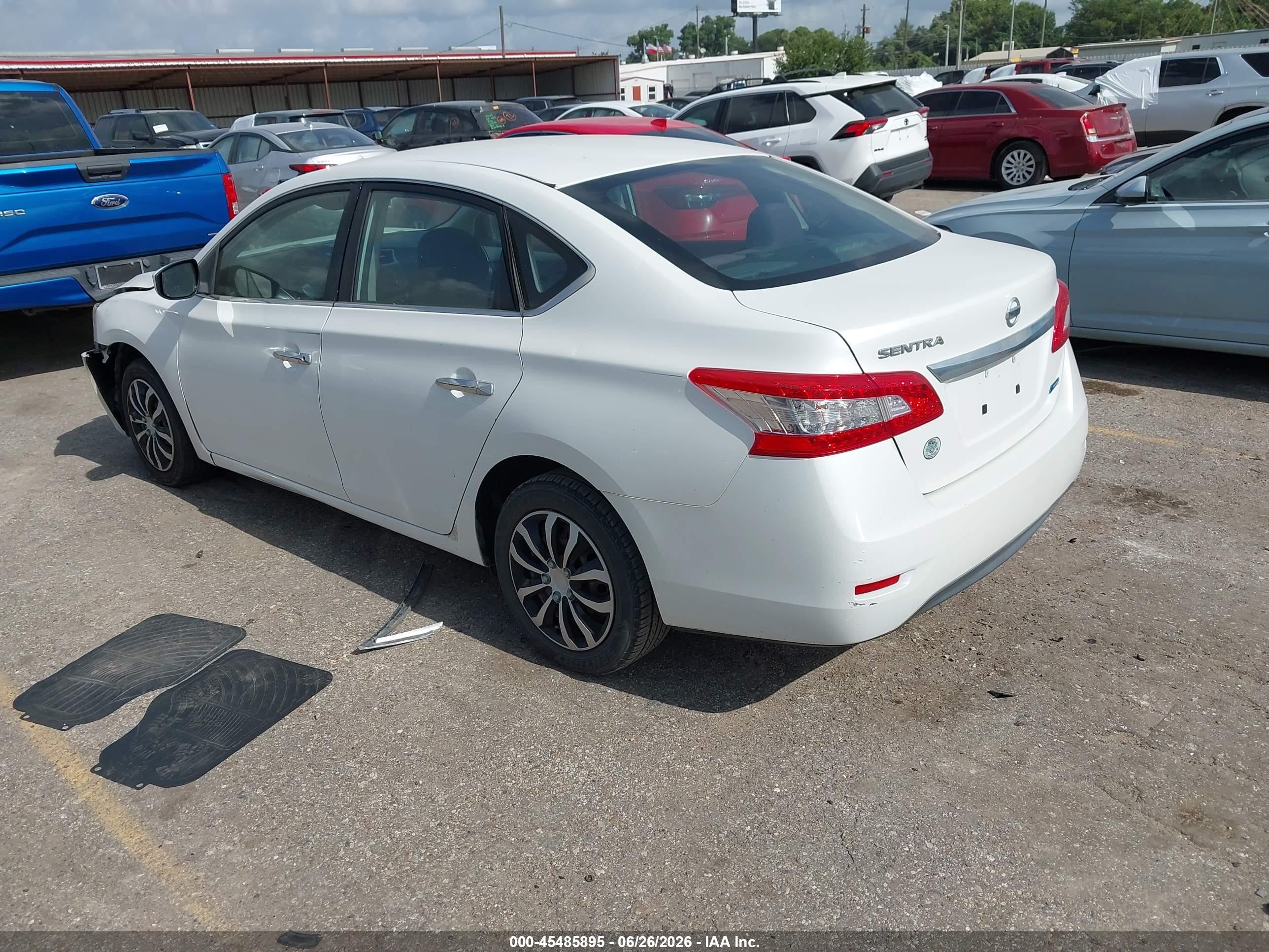 2014 Nissan Sentra S White vin: 3N1AB7AP7EL691284