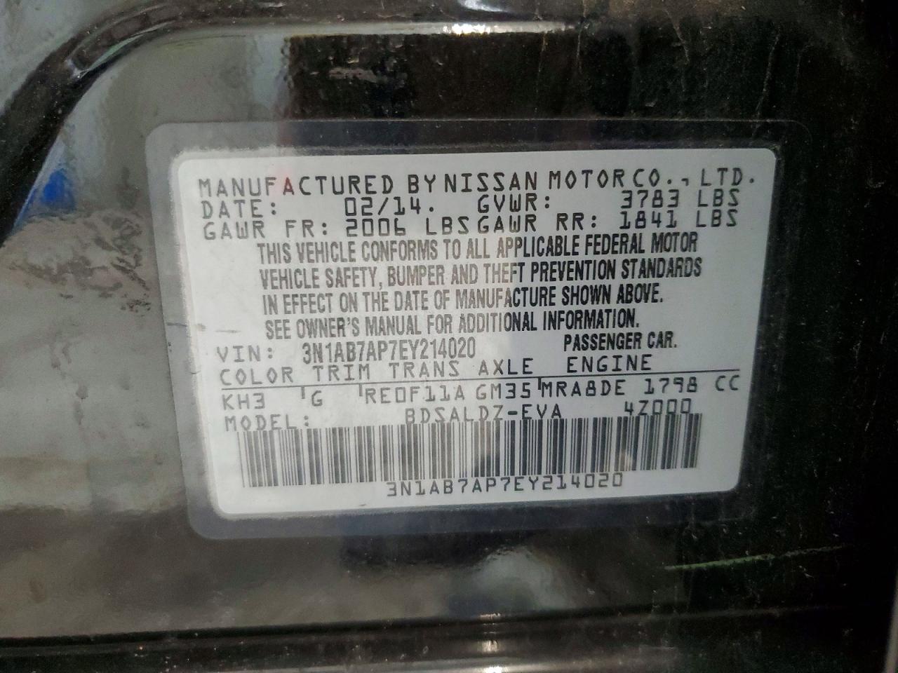 2014 Nissan Sentra Sv Black vin: 3N1AB7AP7EY214020