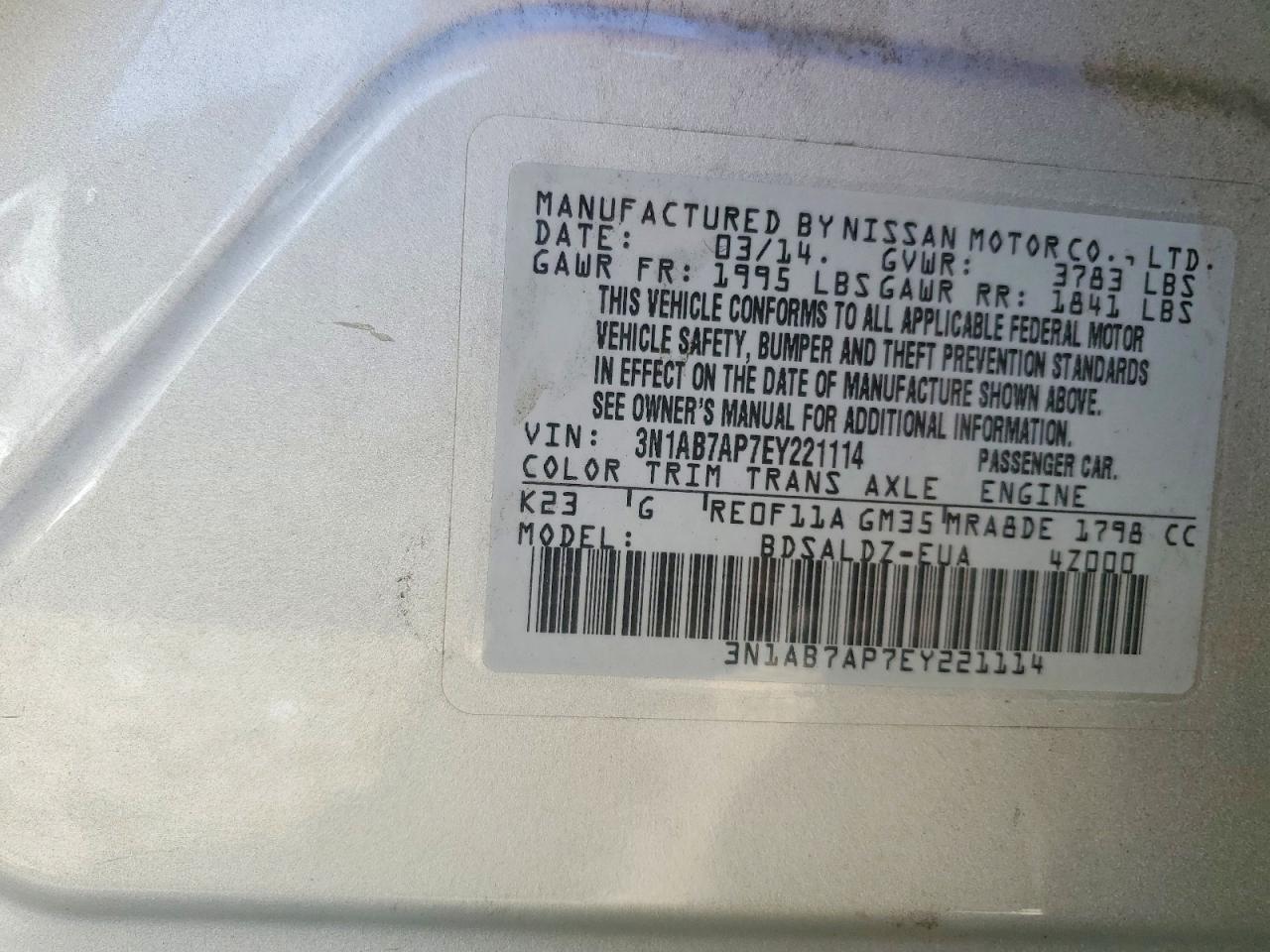 2014 Nissan Sentra Sv Silver vin: 3N1AB7AP7EY221114