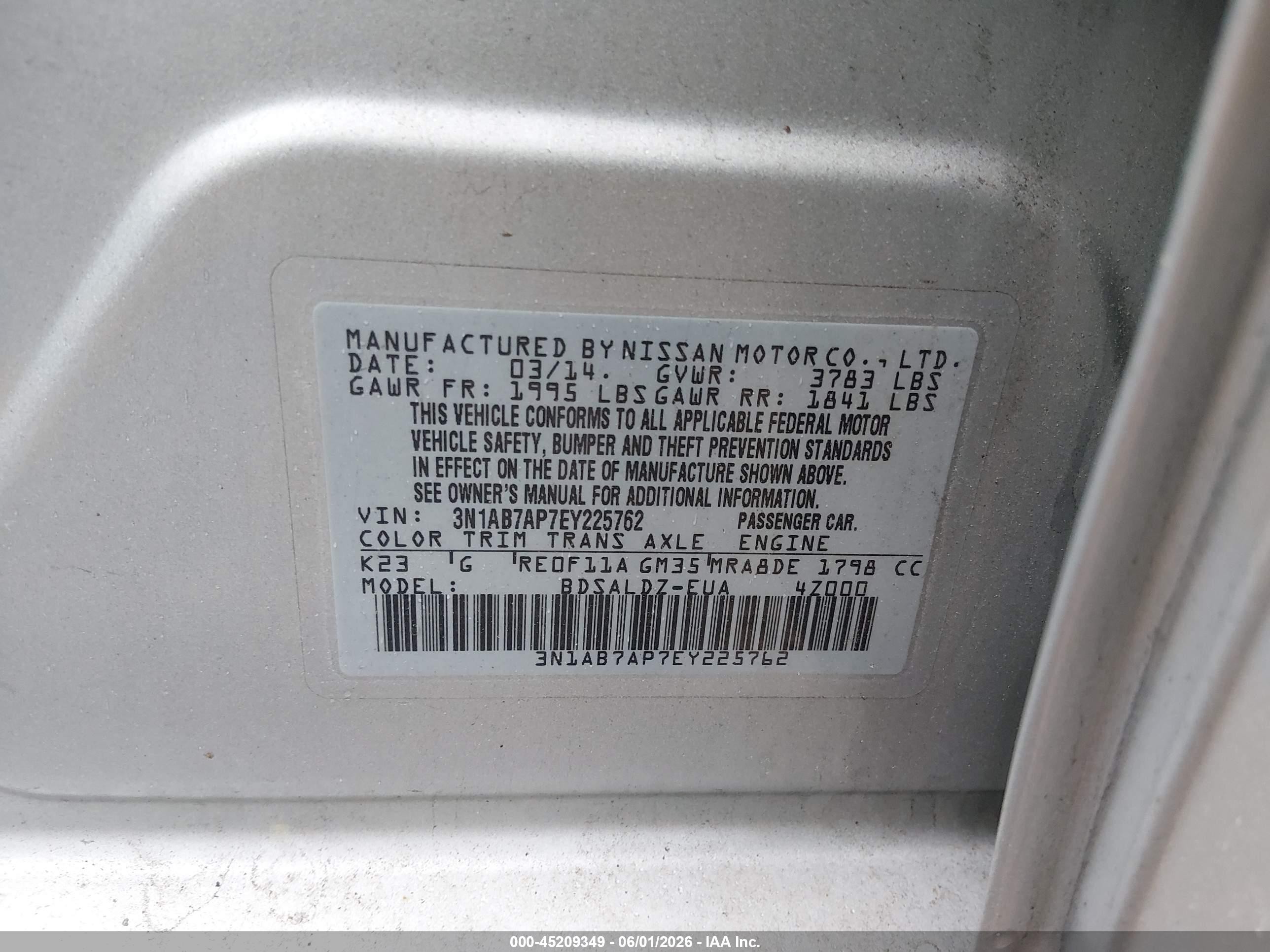 2014 Nissan Sentra Sv Silver vin: 3N1AB7AP7EY225762