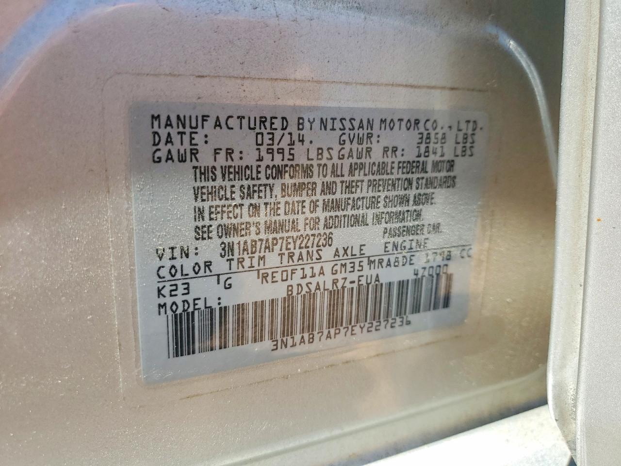 2014 Nissan Sentra Sr Silver vin: 3N1AB7AP7EY227236