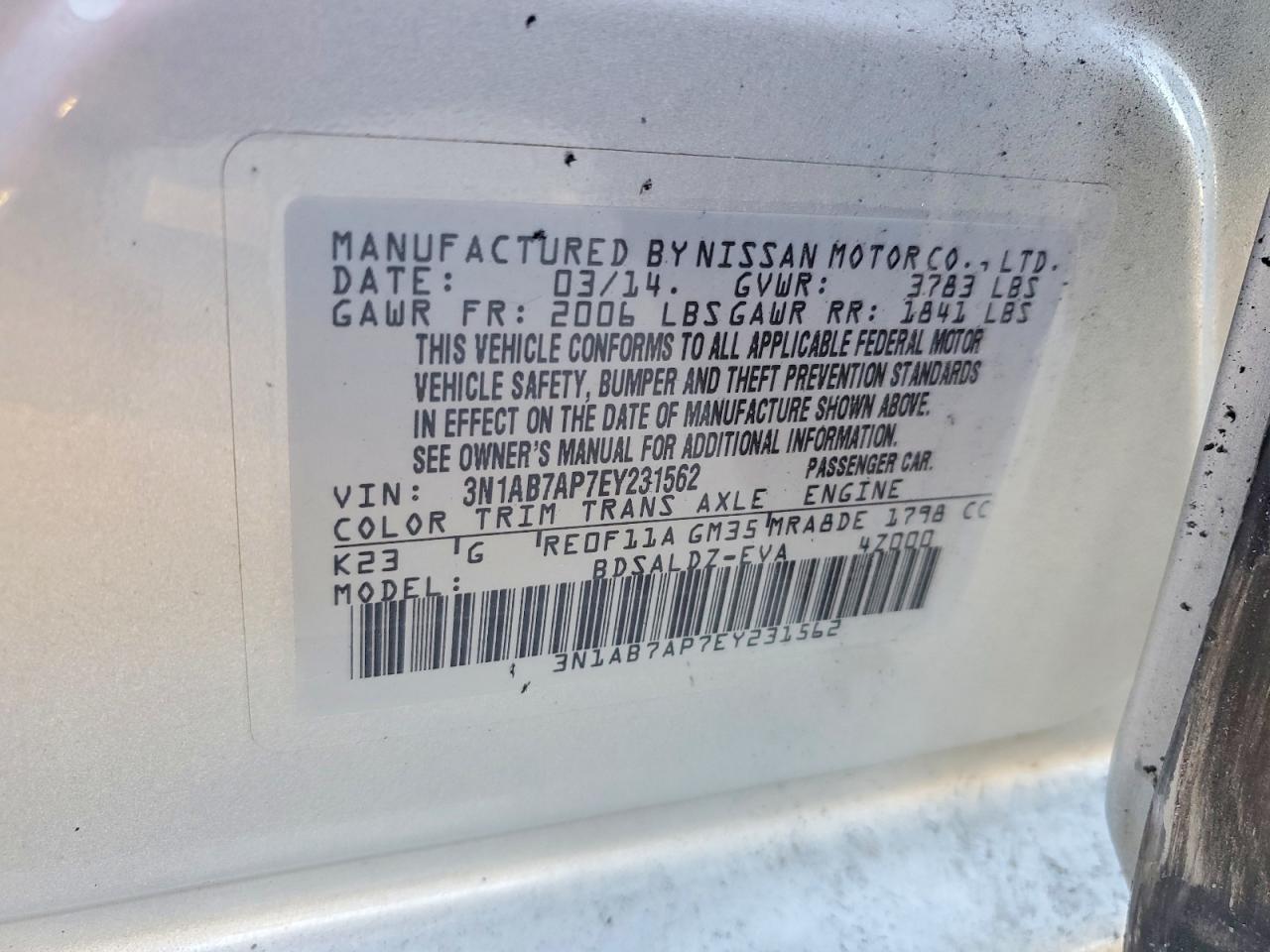 2014 Nissan Sentra Sv Silver vin: 3N1AB7AP7EY231562