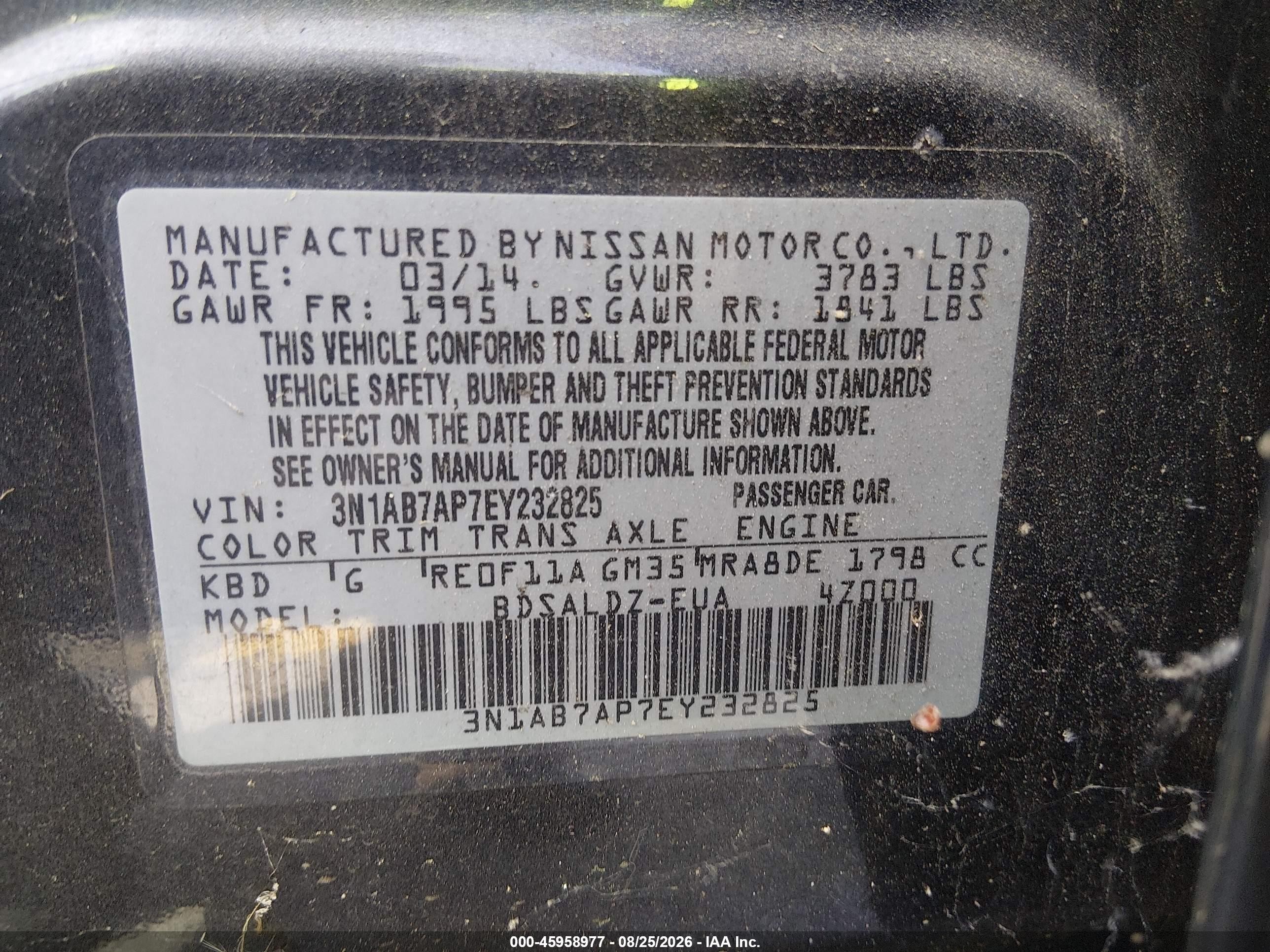 2014 Nissan Sentra Sv Gray vin: 3N1AB7AP7EY232825