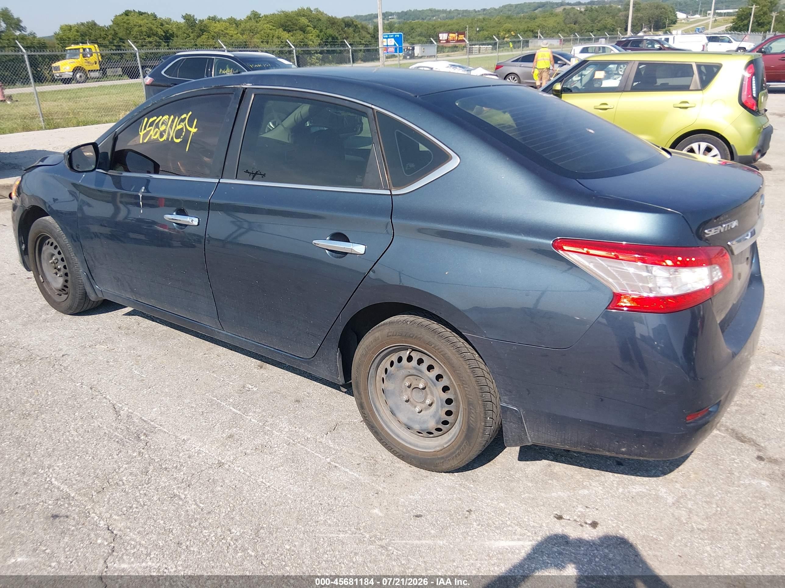 2014 Nissan Sentra S Blue vin: 3N1AB7AP7EY235174