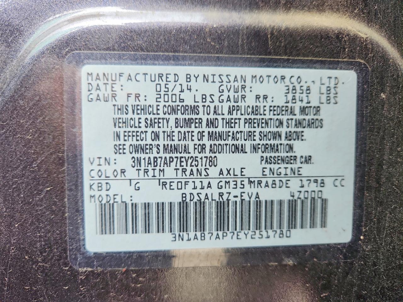 2014 Nissan Sentra Sr Gray vin: 3N1AB7AP7EY251780