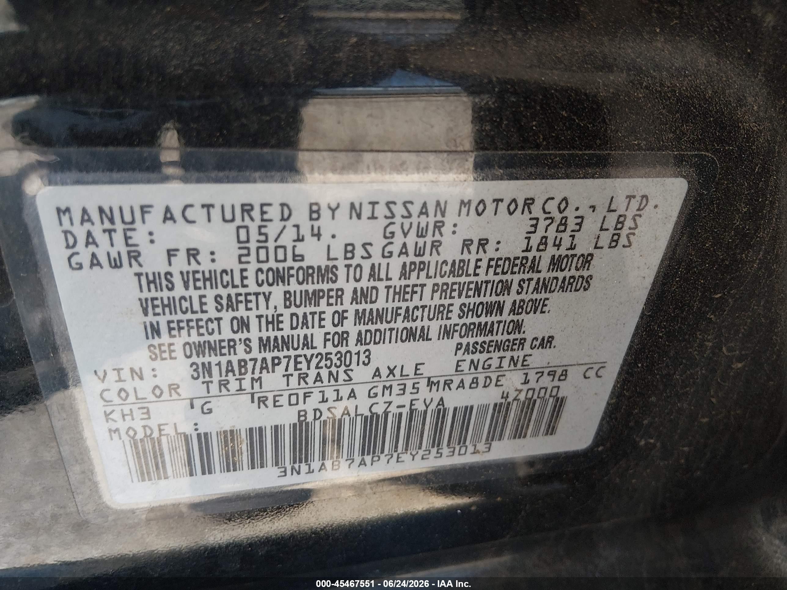 2014 Nissan Sentra S Black vin: 3N1AB7AP7EY253013