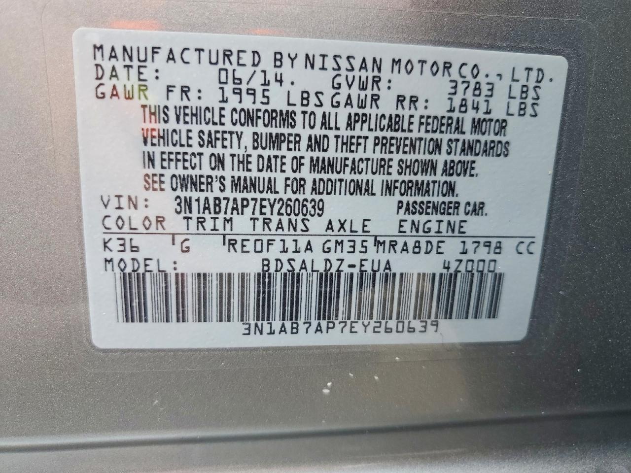 2014 Nissan Sentra Sv Silver vin: 3N1AB7AP7EY260639