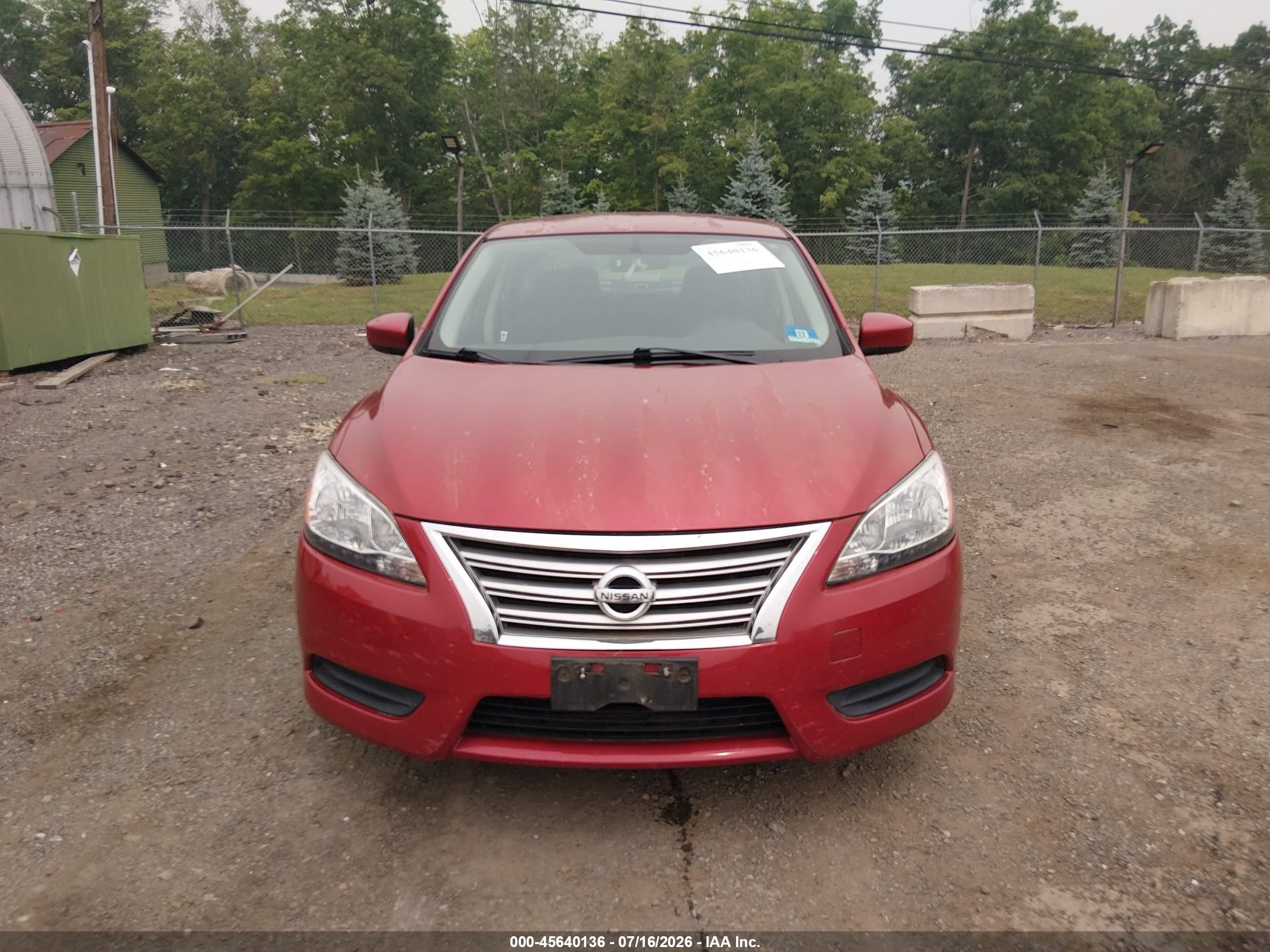 2014 Nissan Sentra Fe+ S/fe+ Sv/s/sl/sr/sv Red vin: 3N1AB7AP7EY261421