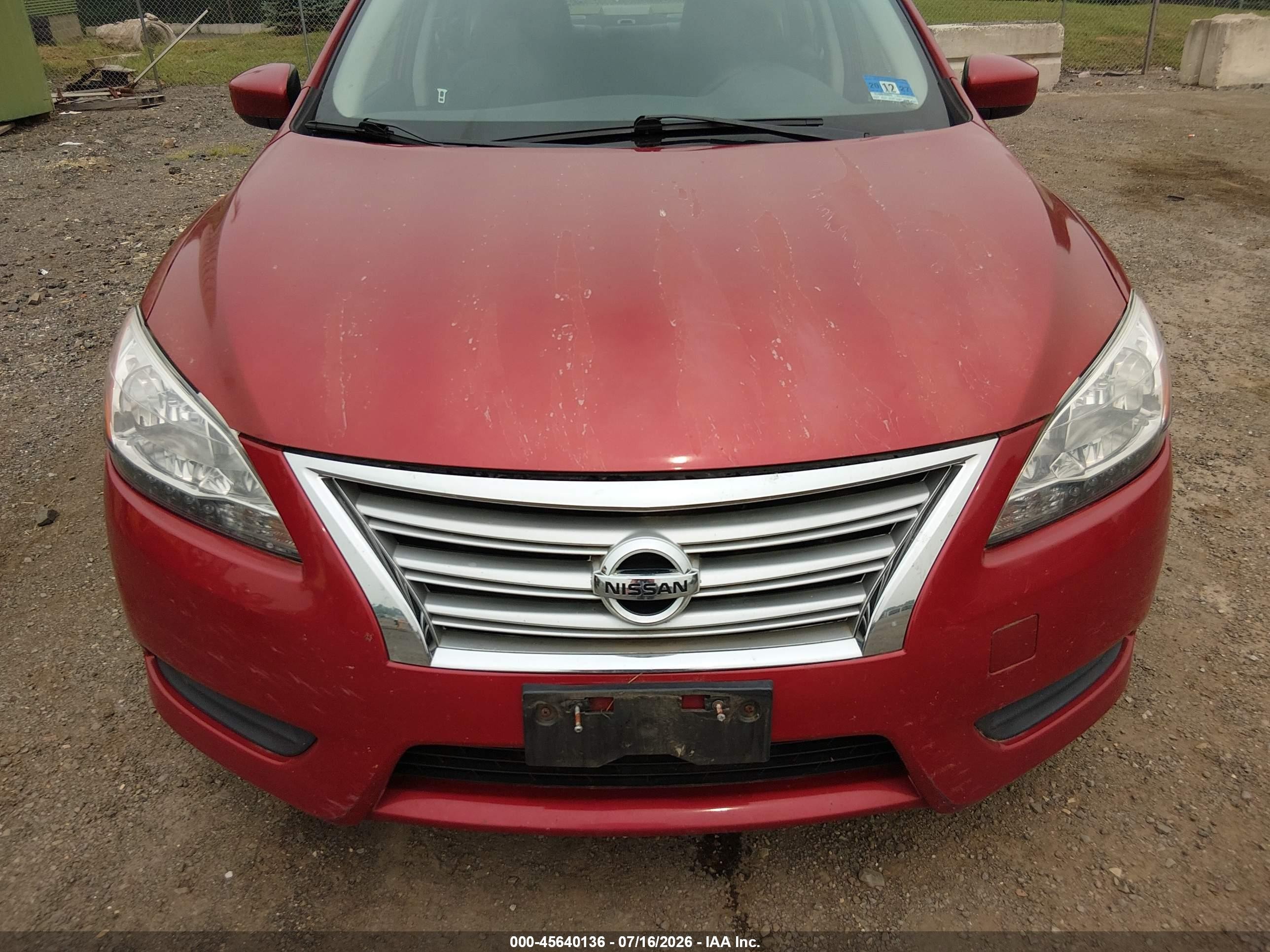2014 Nissan Sentra Fe+ S/fe+ Sv/s/sl/sr/sv Red vin: 3N1AB7AP7EY261421