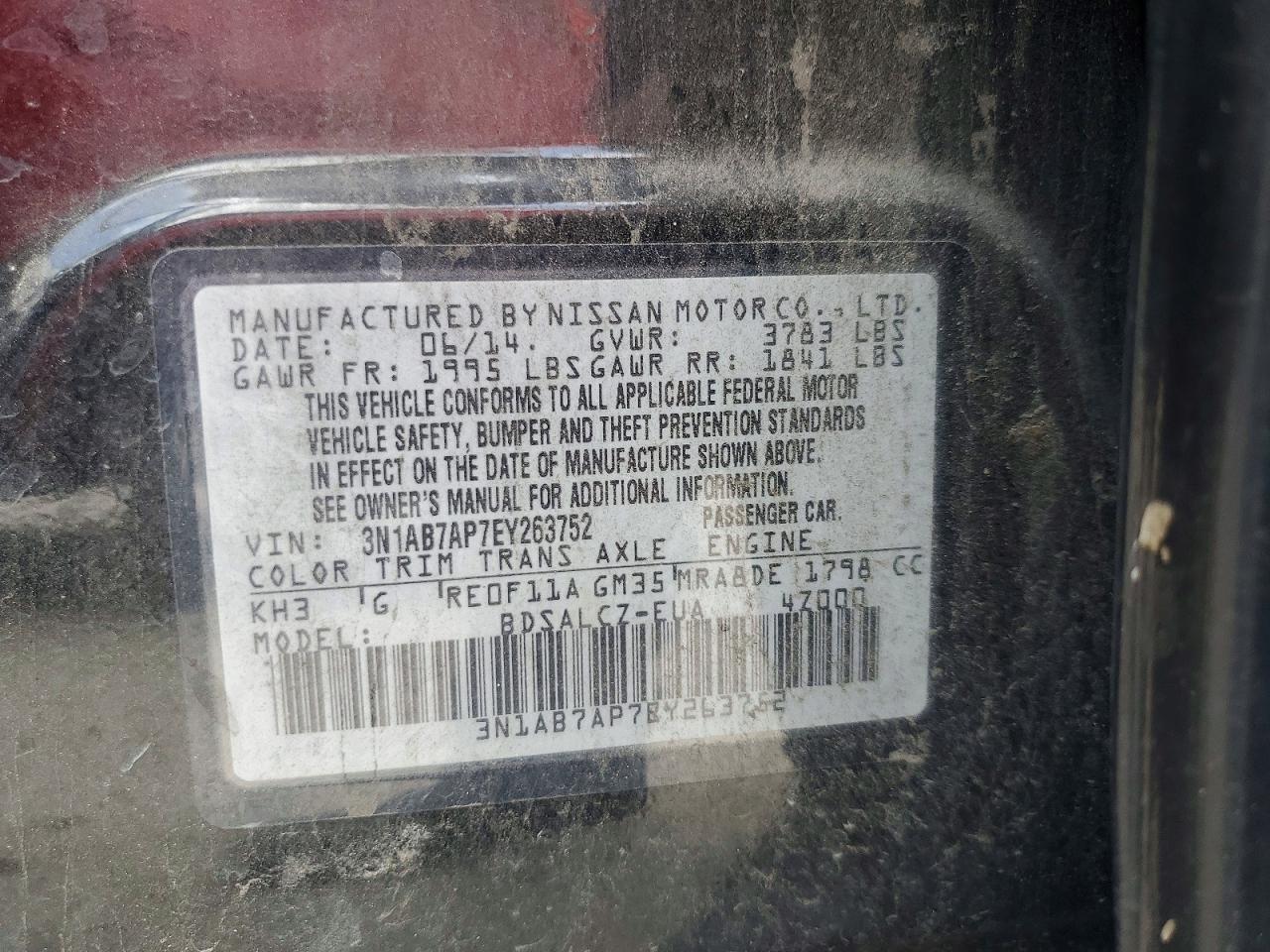 2014 Nissan Sentra S Black vin: 3N1AB7AP7EY263752