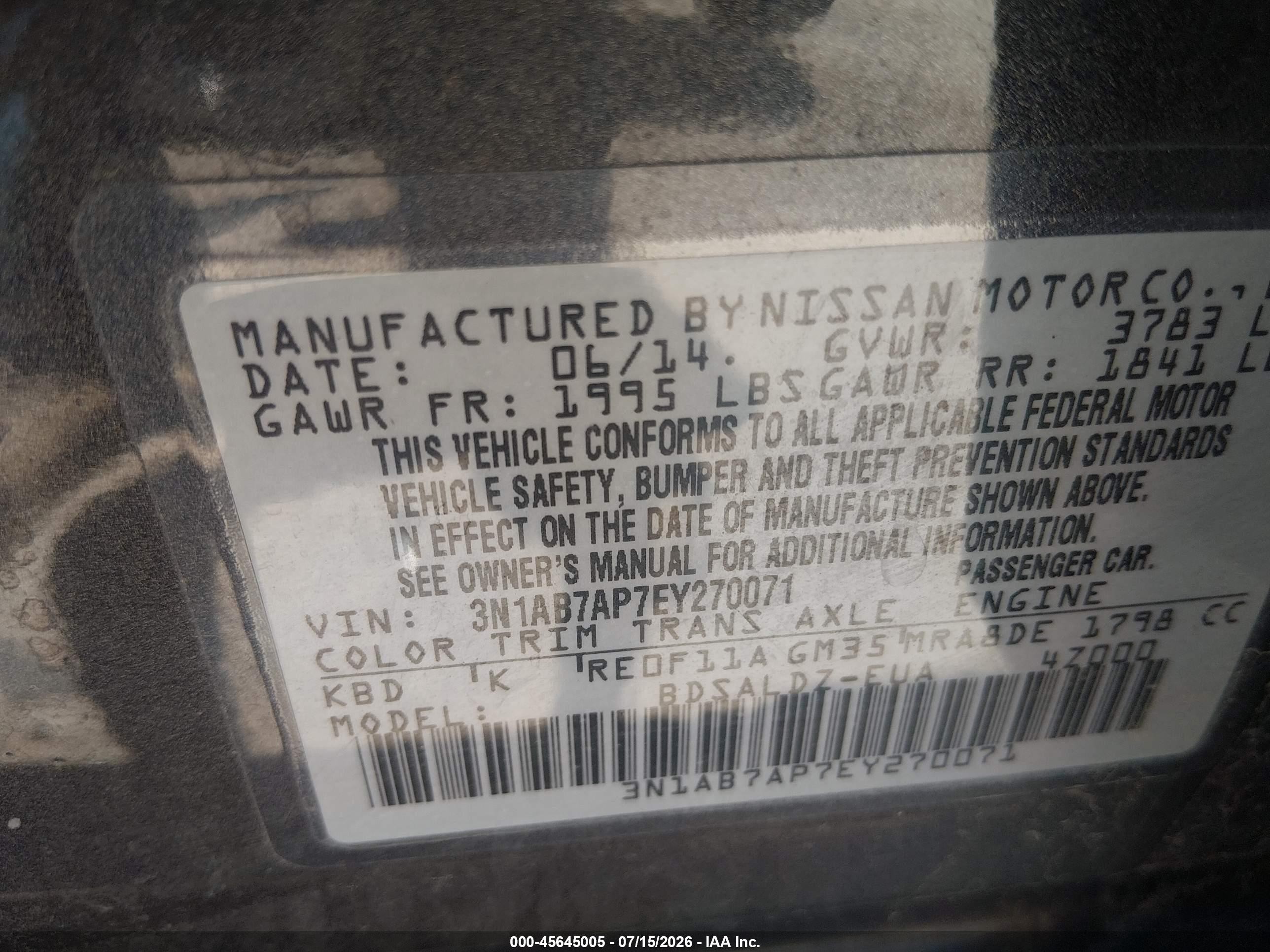 2014 Nissan Sentra Sv Бежевый vin: 3N1AB7AP7EY270071