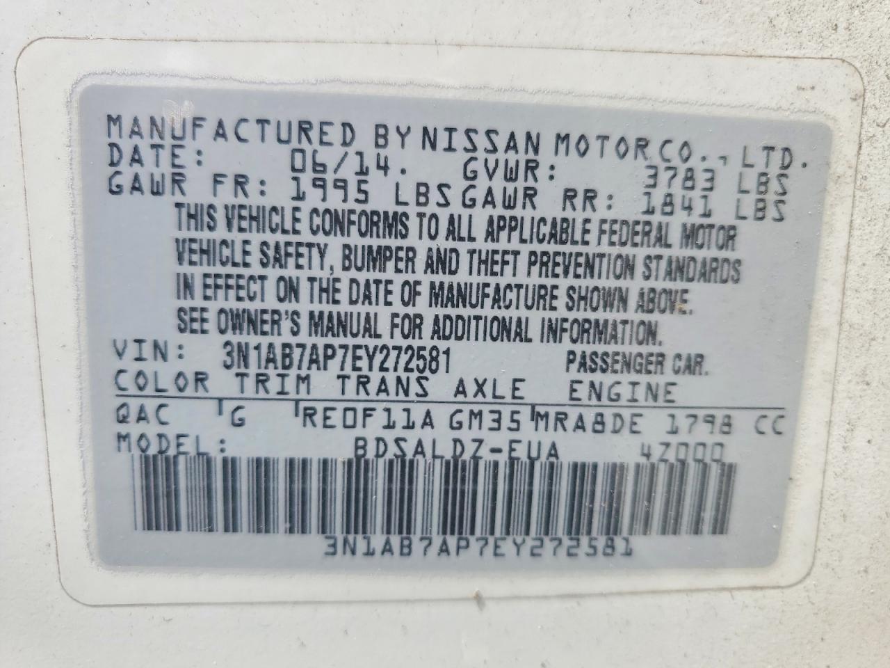 2014 Nissan Sentra Sv White vin: 3N1AB7AP7EY272581