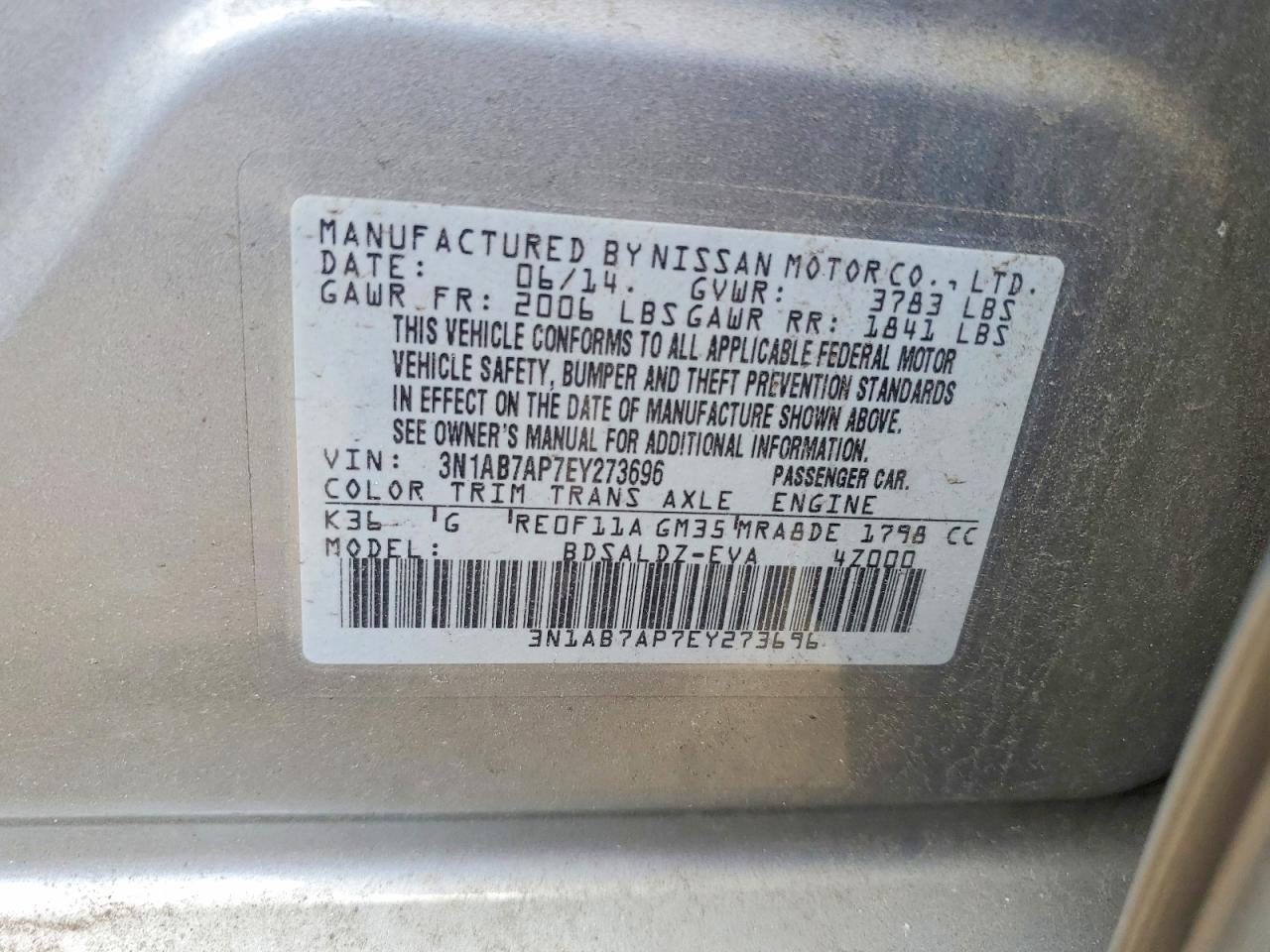 2014 Nissan Sentra Sv Silver vin: 3N1AB7AP7EY273696