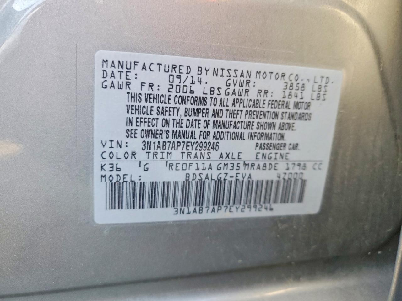 2014 Nissan Sentra Sl Silver vin: 3N1AB7AP7EY299246