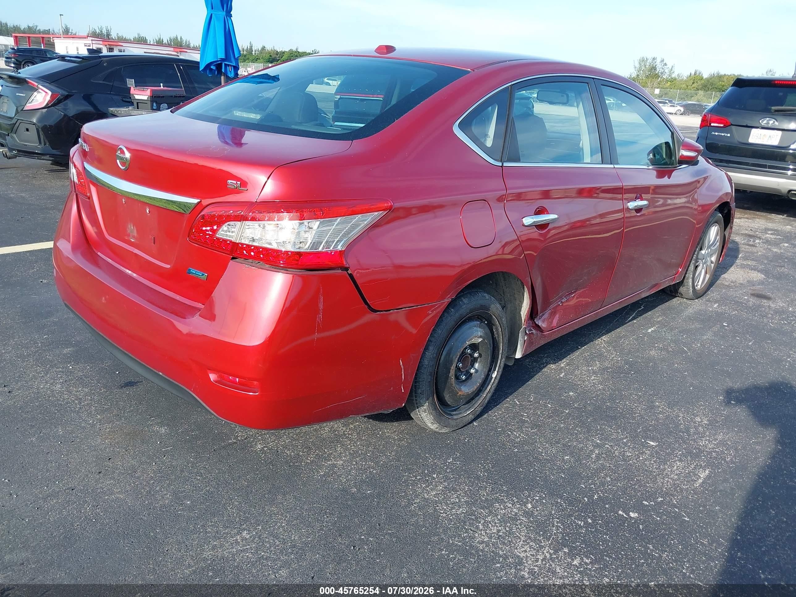 2014 Nissan Sentra Sl Red vin: 3N1AB7AP7EY335873