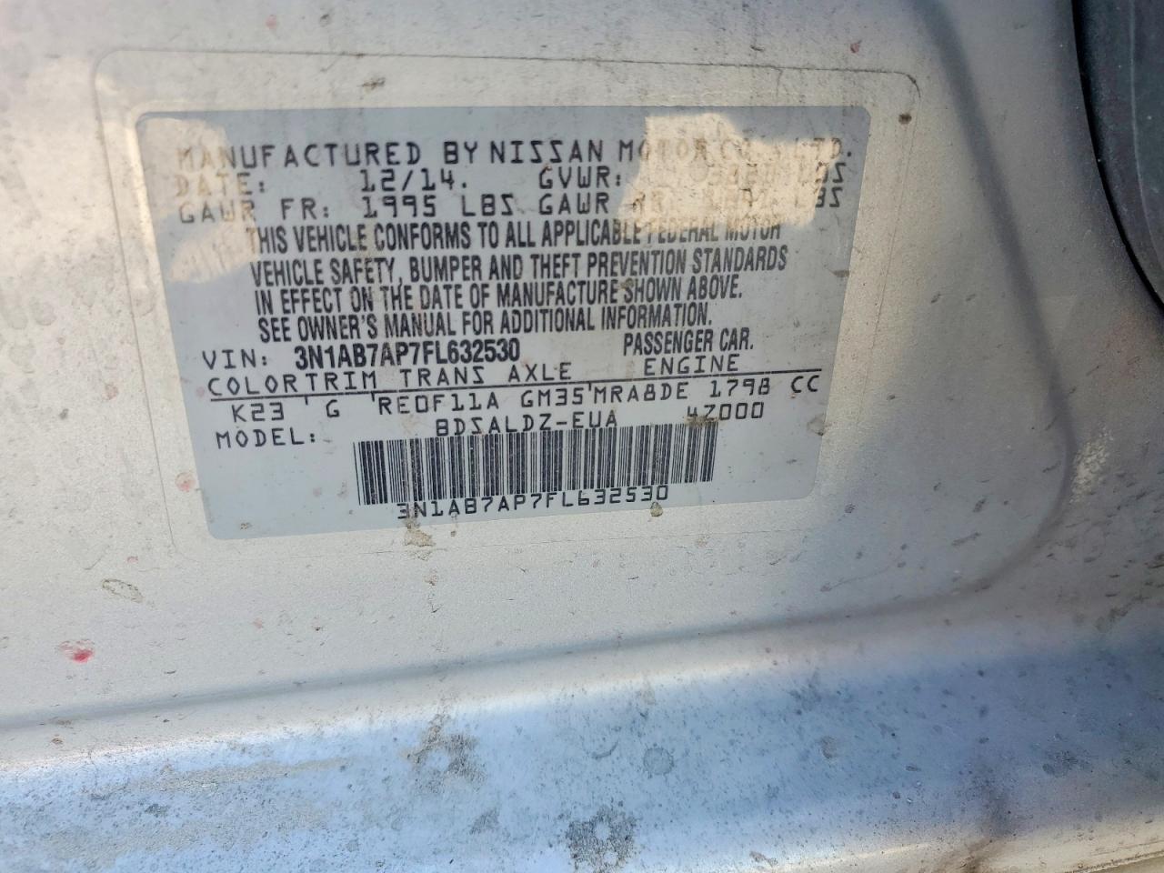 2015 Nissan Sentra Sv Silver vin: 3N1AB7AP7FL632530