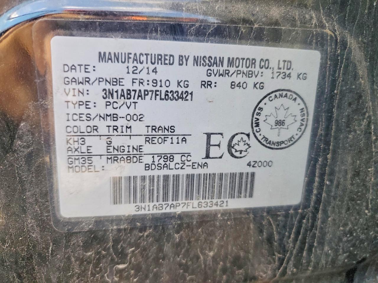 2015 Nissan Sentra S Черный vin: 3N1AB7AP7FL633421