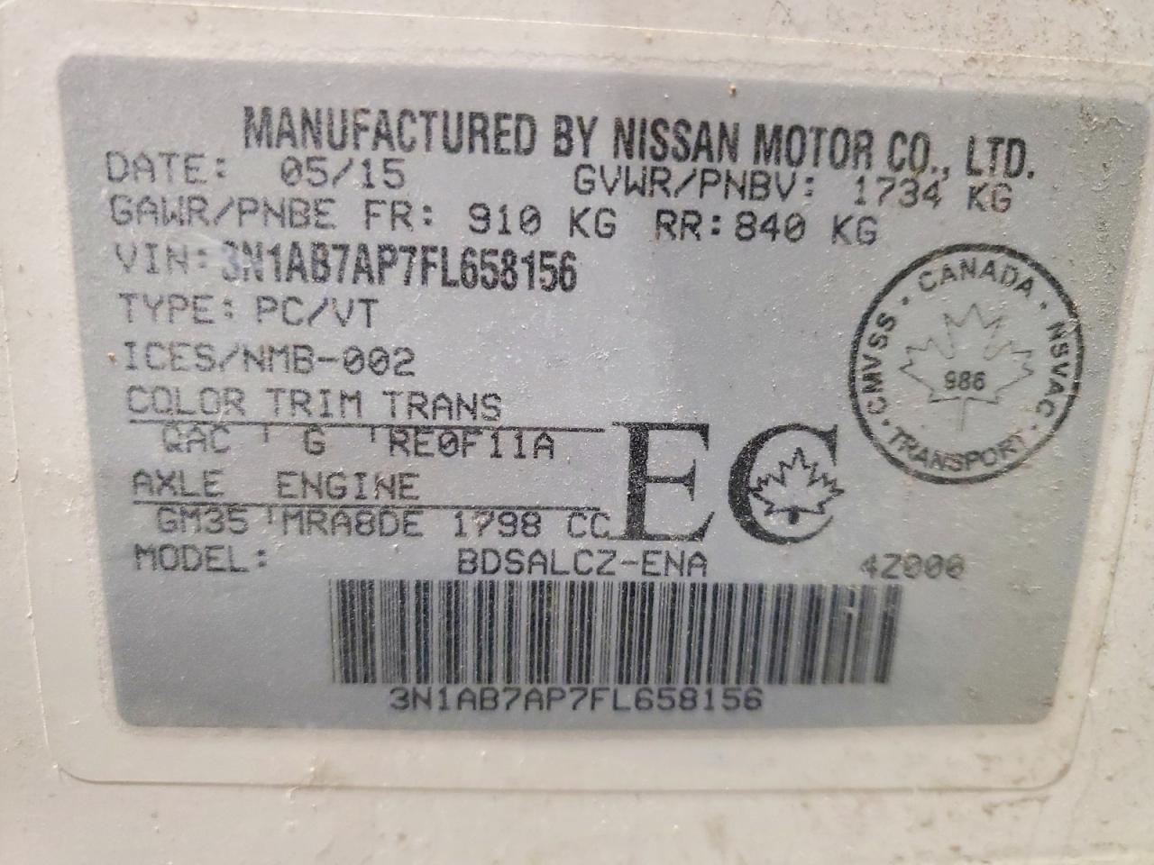2015 Nissan Sentra S White vin: 3N1AB7AP7FL658156
