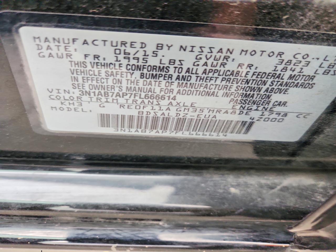 2015 Nissan Sentra Sv Black vin: 3N1AB7AP7FL666614