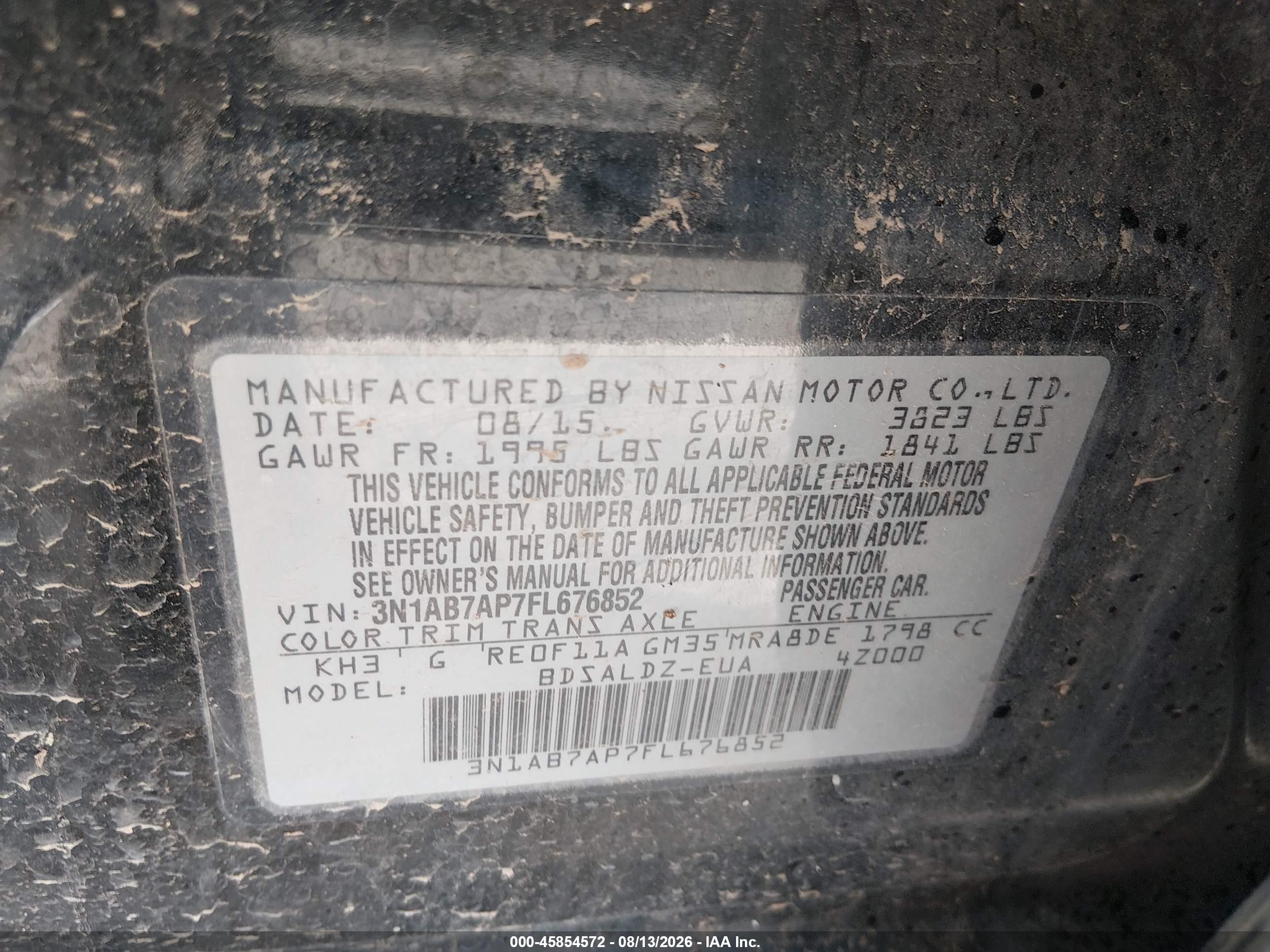 2015 Nissan Sentra Sv Черный vin: 3N1AB7AP7FL676852