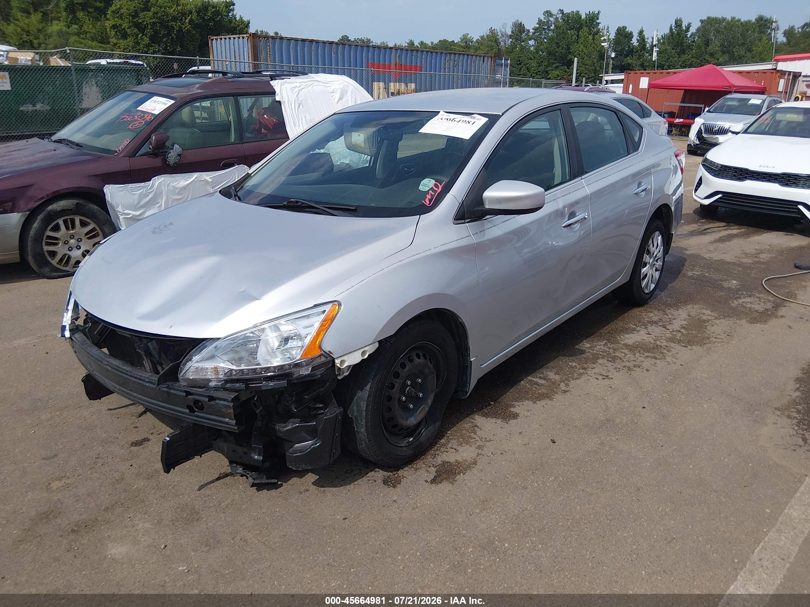 2015 Nissan Sentra Sv Серебряный vin: 3N1AB7AP7FL677869