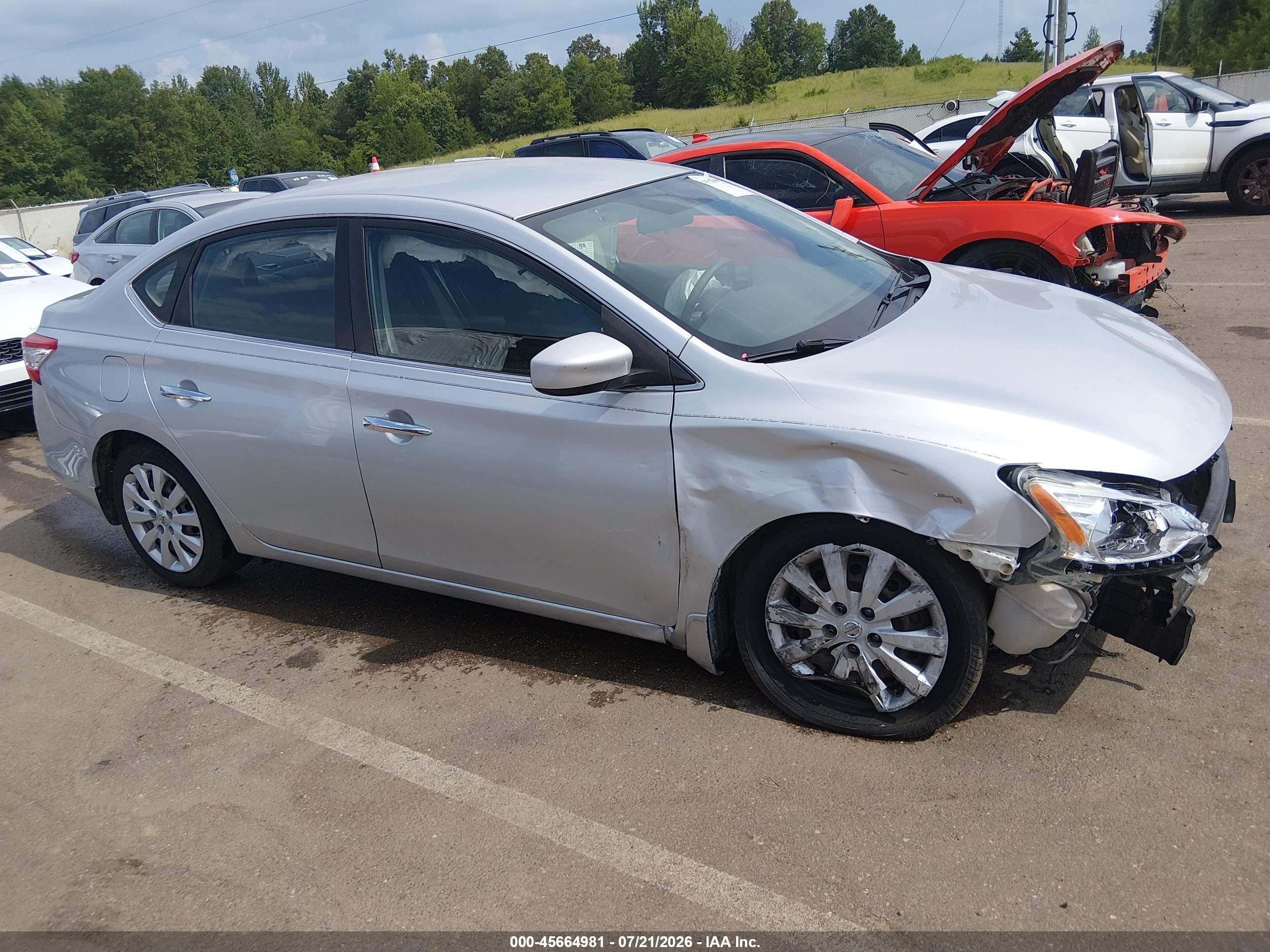 2015 Nissan Sentra Sv Серебряный vin: 3N1AB7AP7FL677869