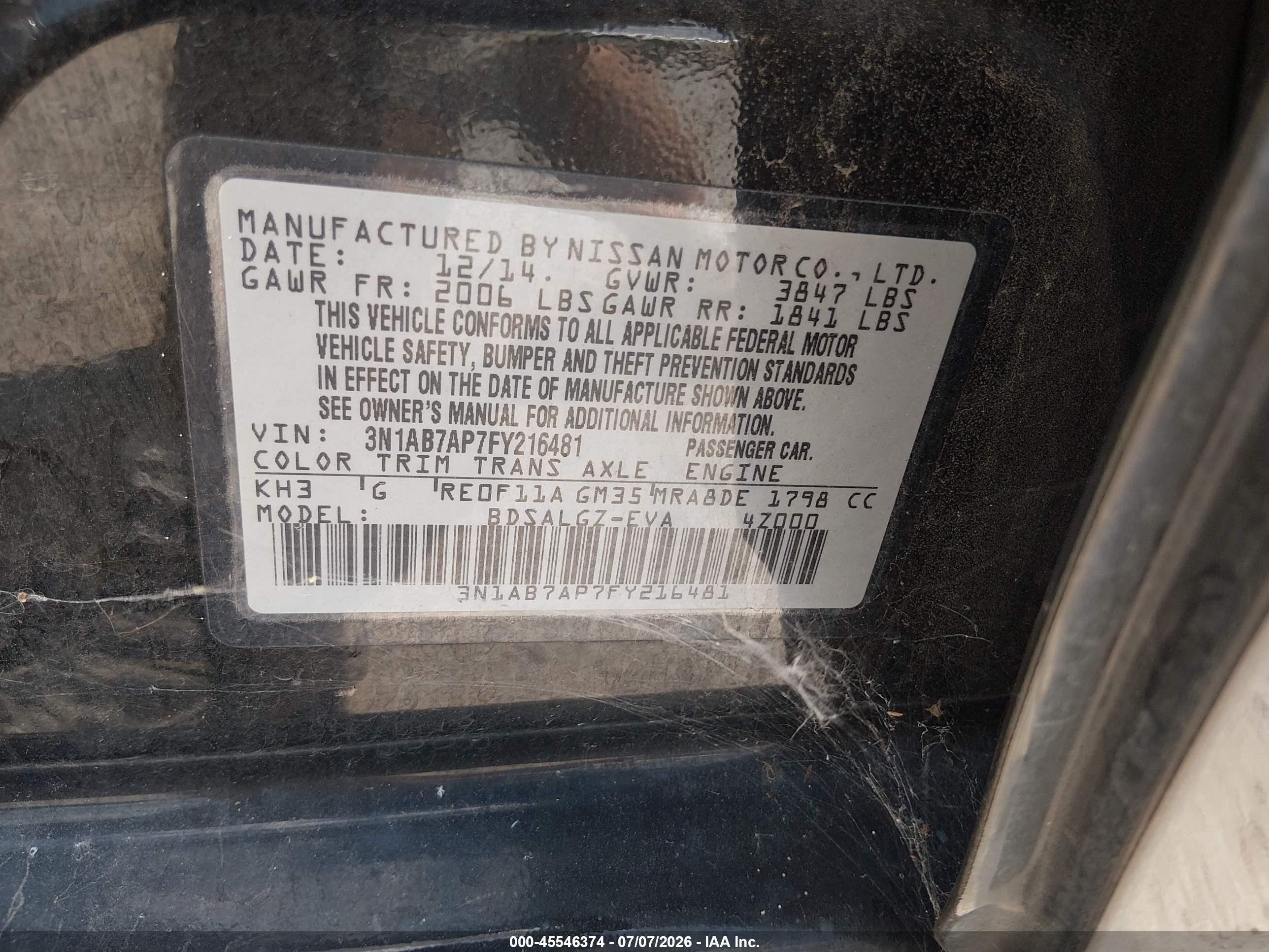 2015 Nissan Sentra Sl Black vin: 3N1AB7AP7FY216481