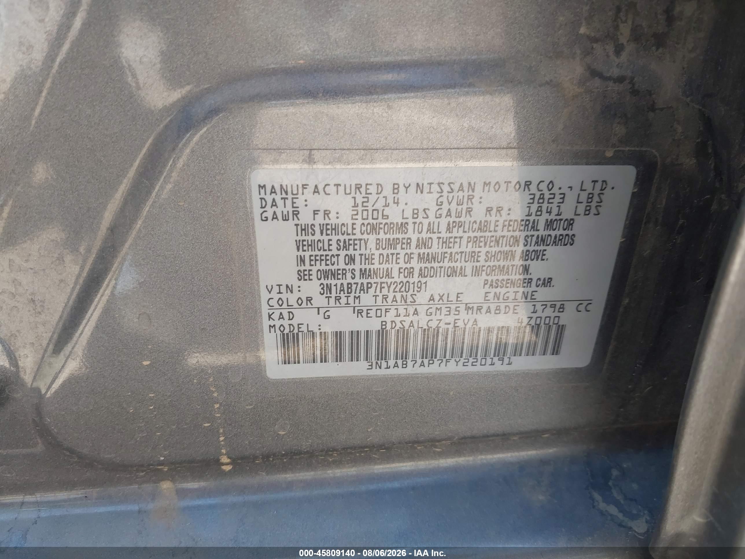2015 Nissan Sentra S Gray vin: 3N1AB7AP7FY220191