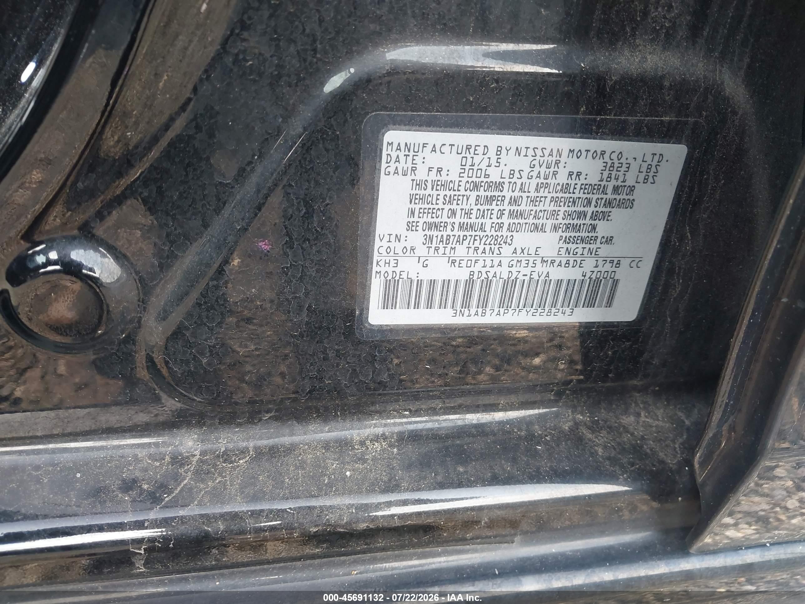 2015 Nissan Sentra Sv Black vin: 3N1AB7AP7FY228243