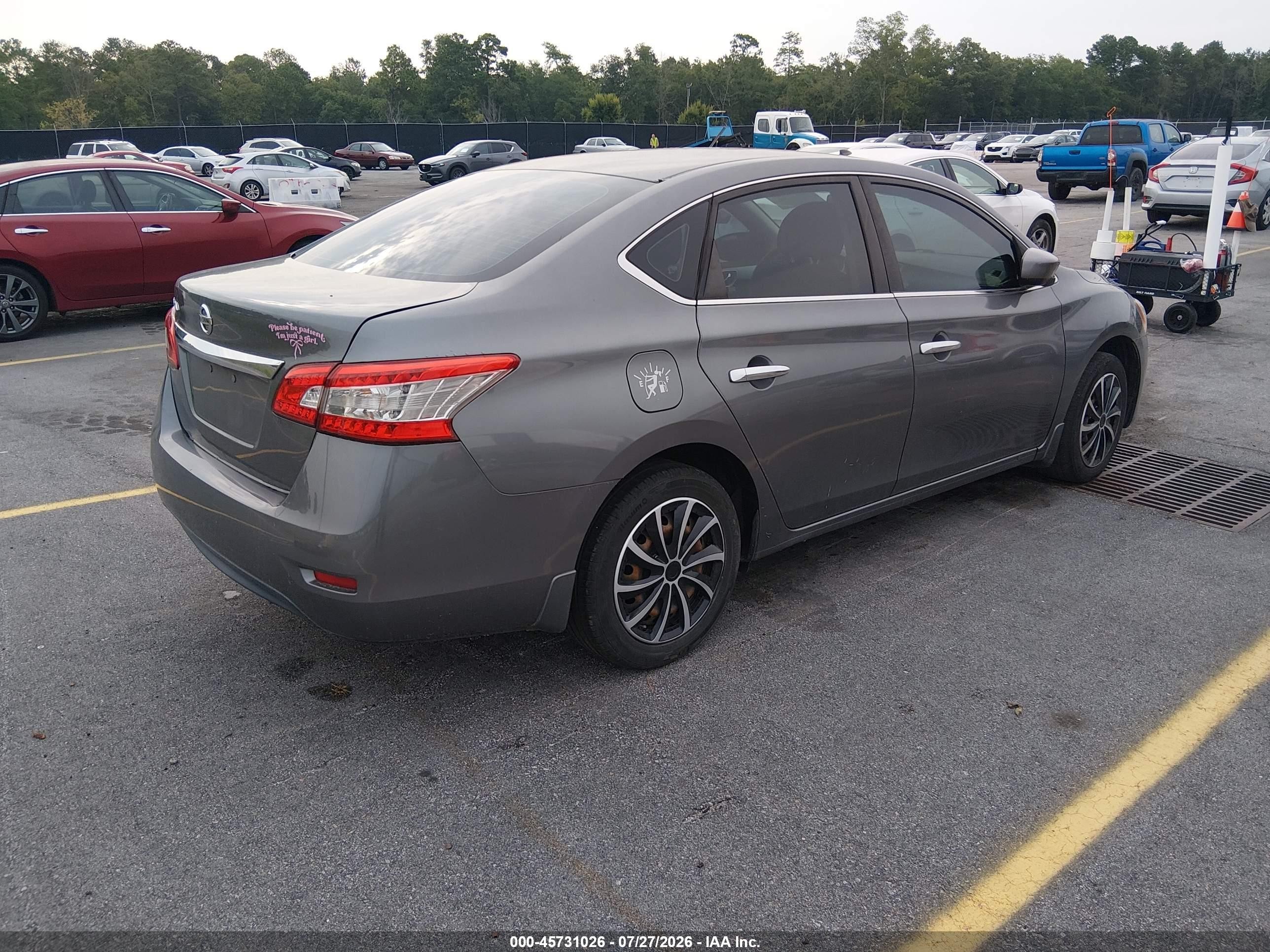 2015 Nissan Sentra S Gray vin: 3N1AB7AP7FY229957