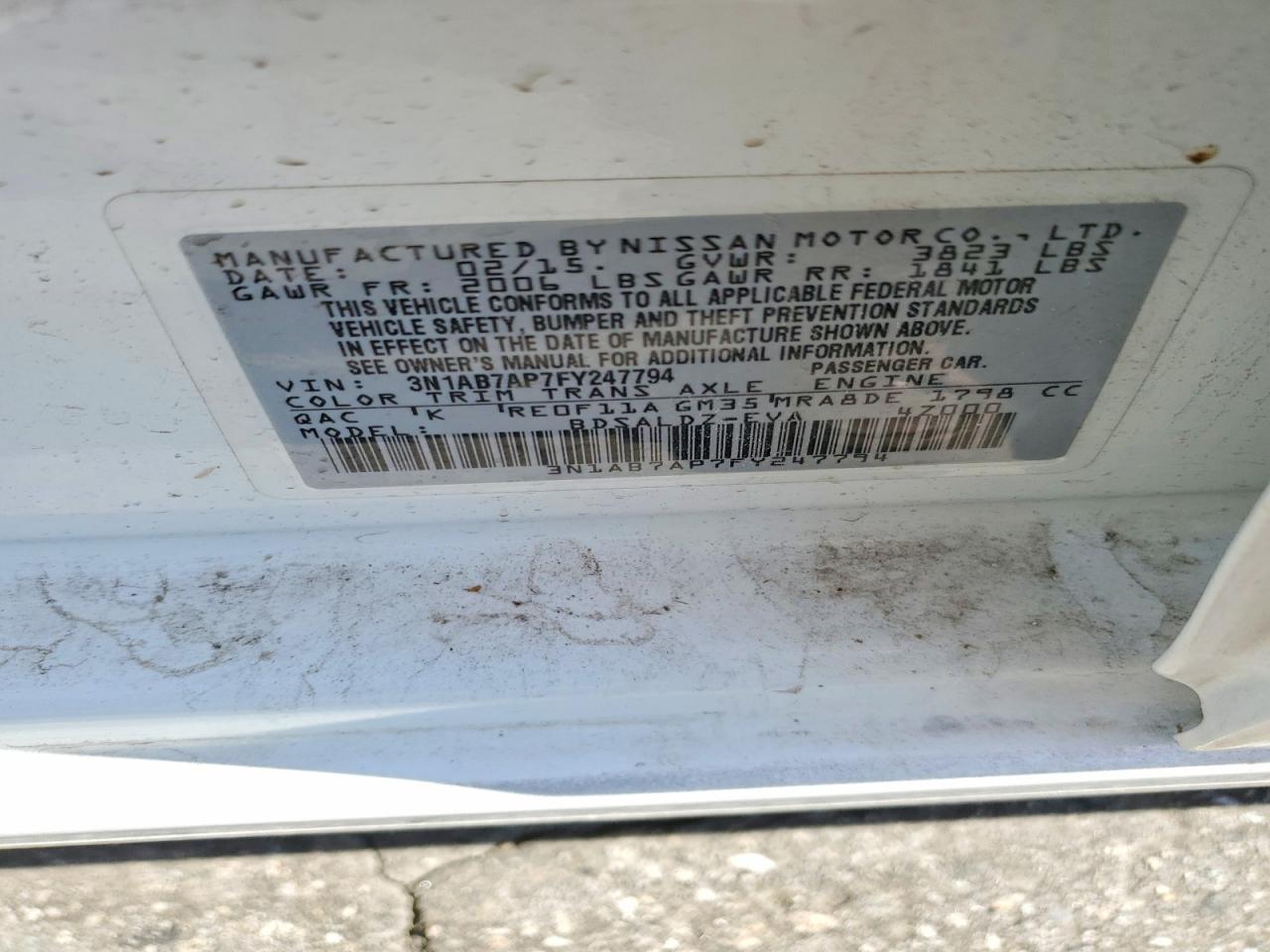 2015 Nissan Sentra Sv White vin: 3N1AB7AP7FY247794