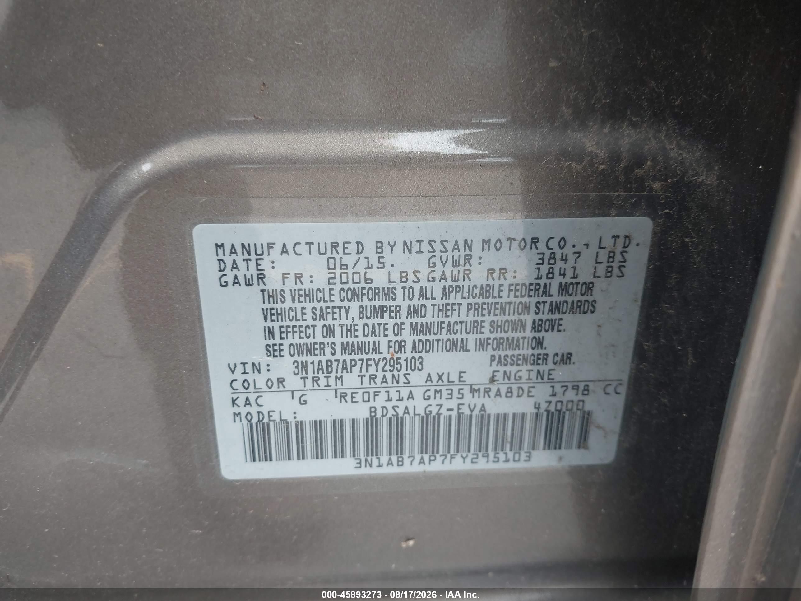2015 Nissan Sentra Sl Brown vin: 3N1AB7AP7FY295103