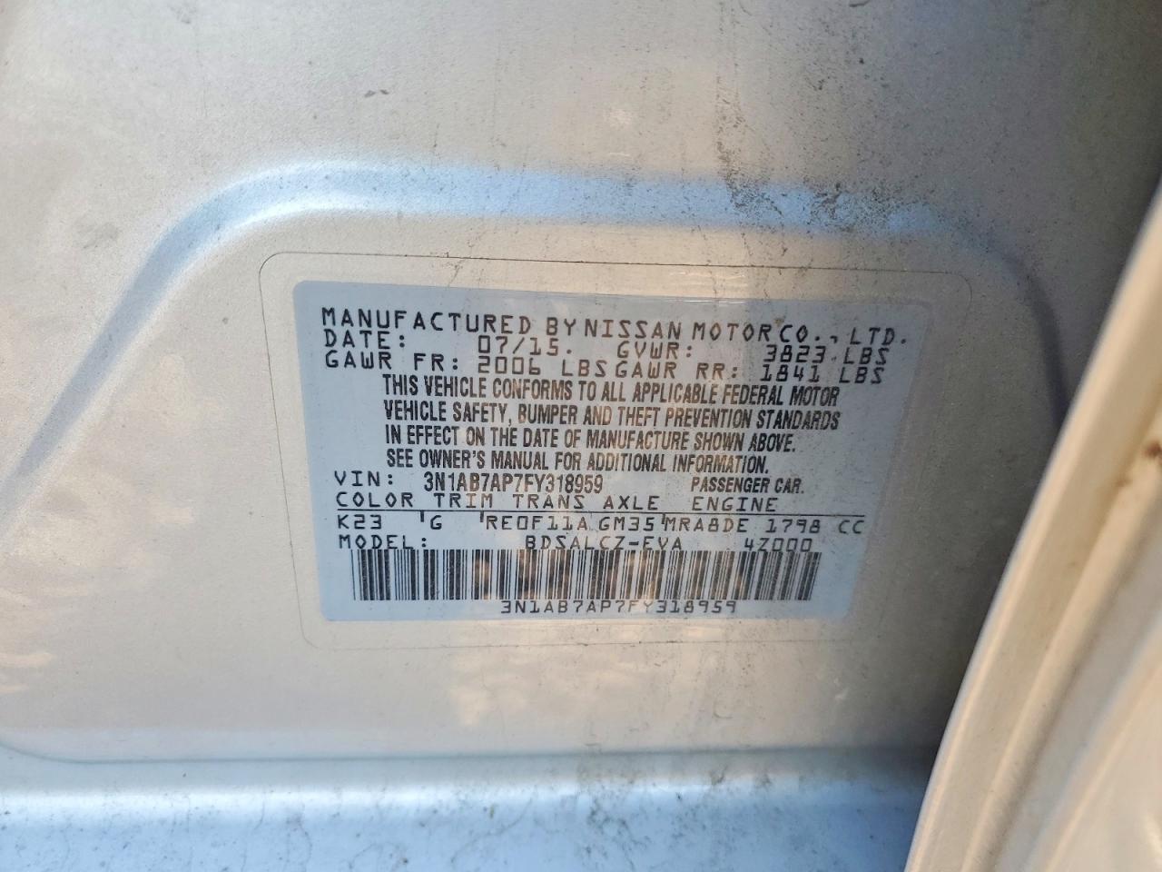 2015 Nissan Sentra S Gray vin: 3N1AB7AP7FY318959