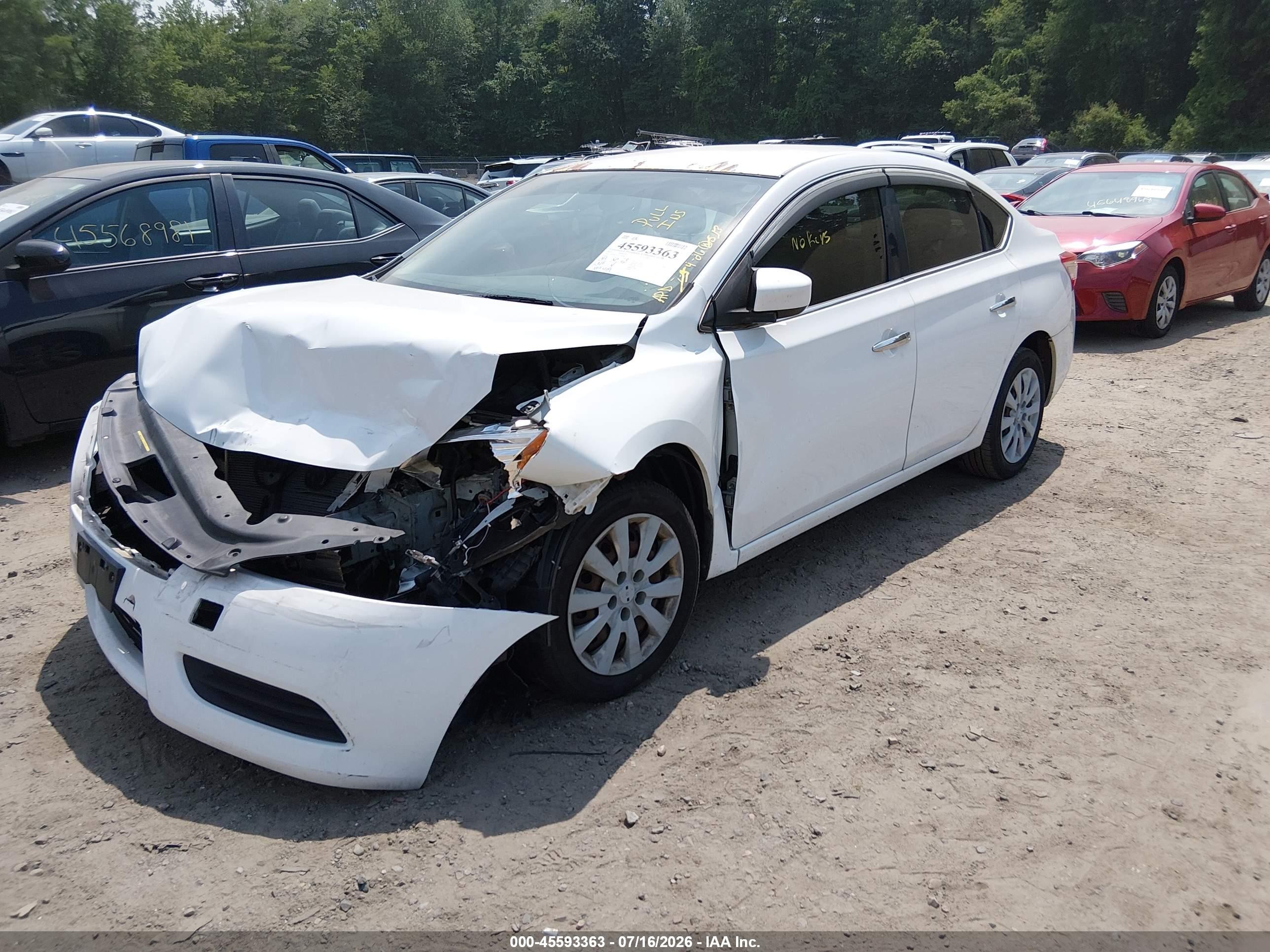 2015 Nissan Sentra S White vin: 3N1AB7AP7FY360807