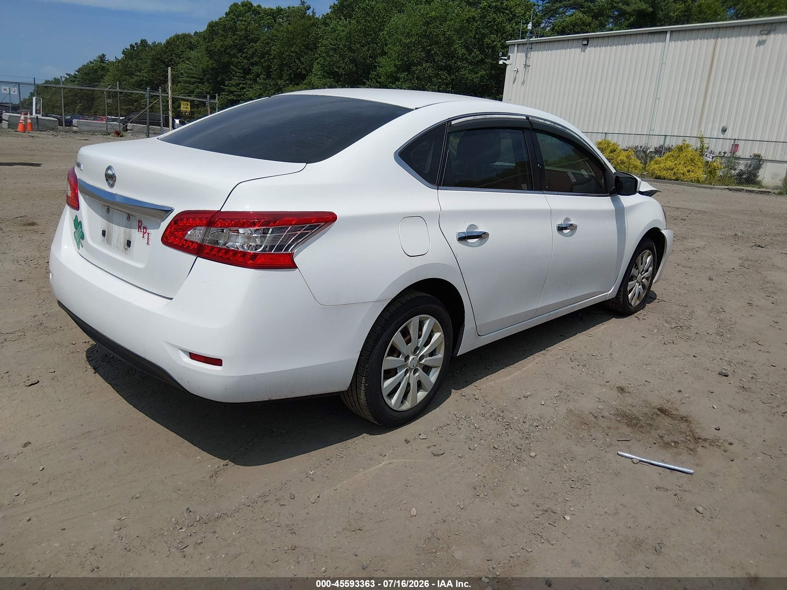 2015 Nissan Sentra S White vin: 3N1AB7AP7FY360807