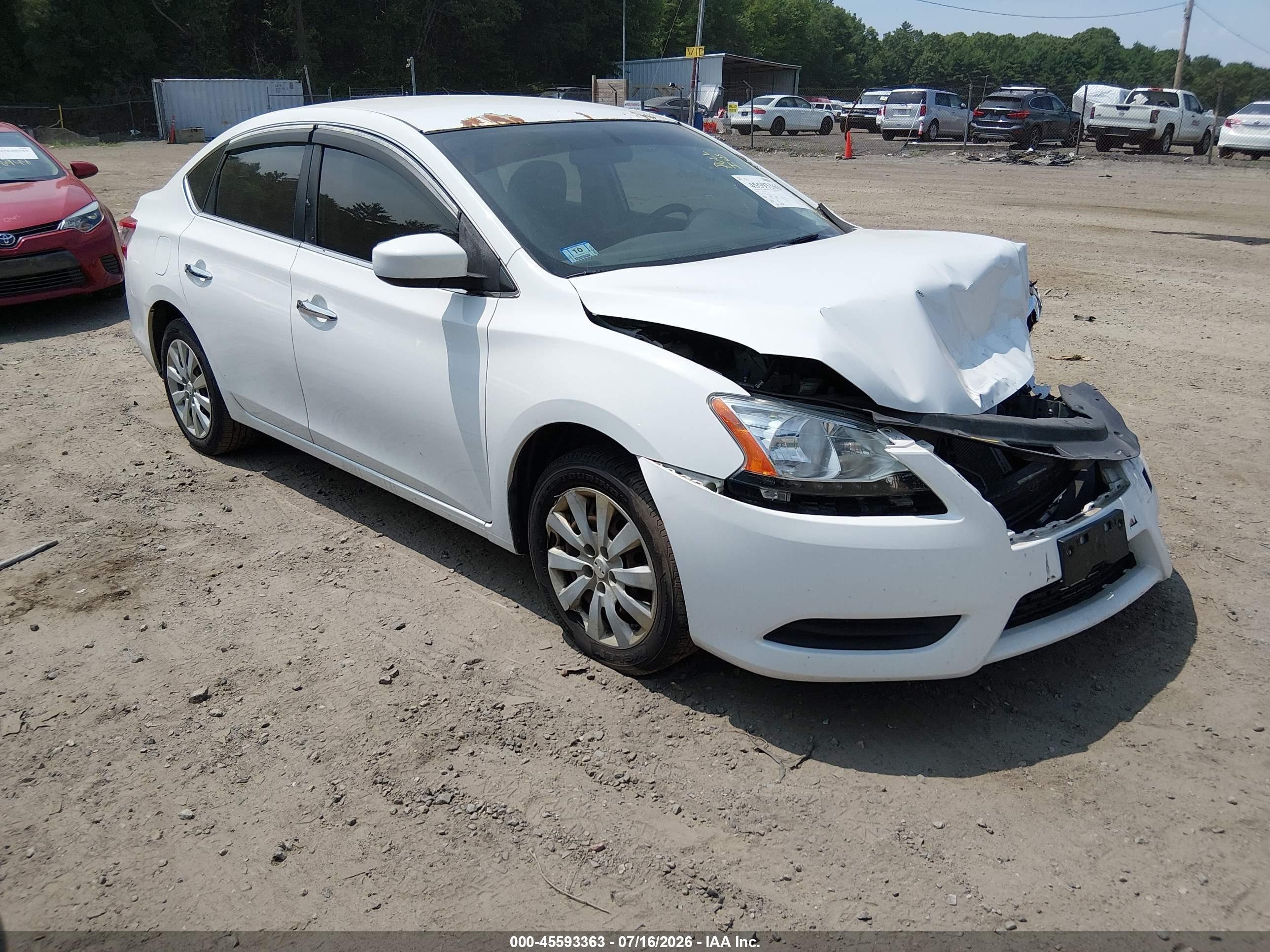 2015 Nissan Sentra S White vin: 3N1AB7AP7FY360807