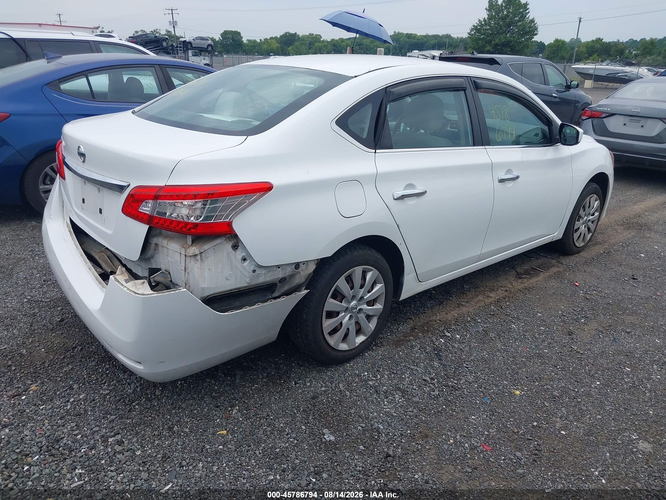 2015 Nissan Sentra S White vin: 3N1AB7AP7FY372536