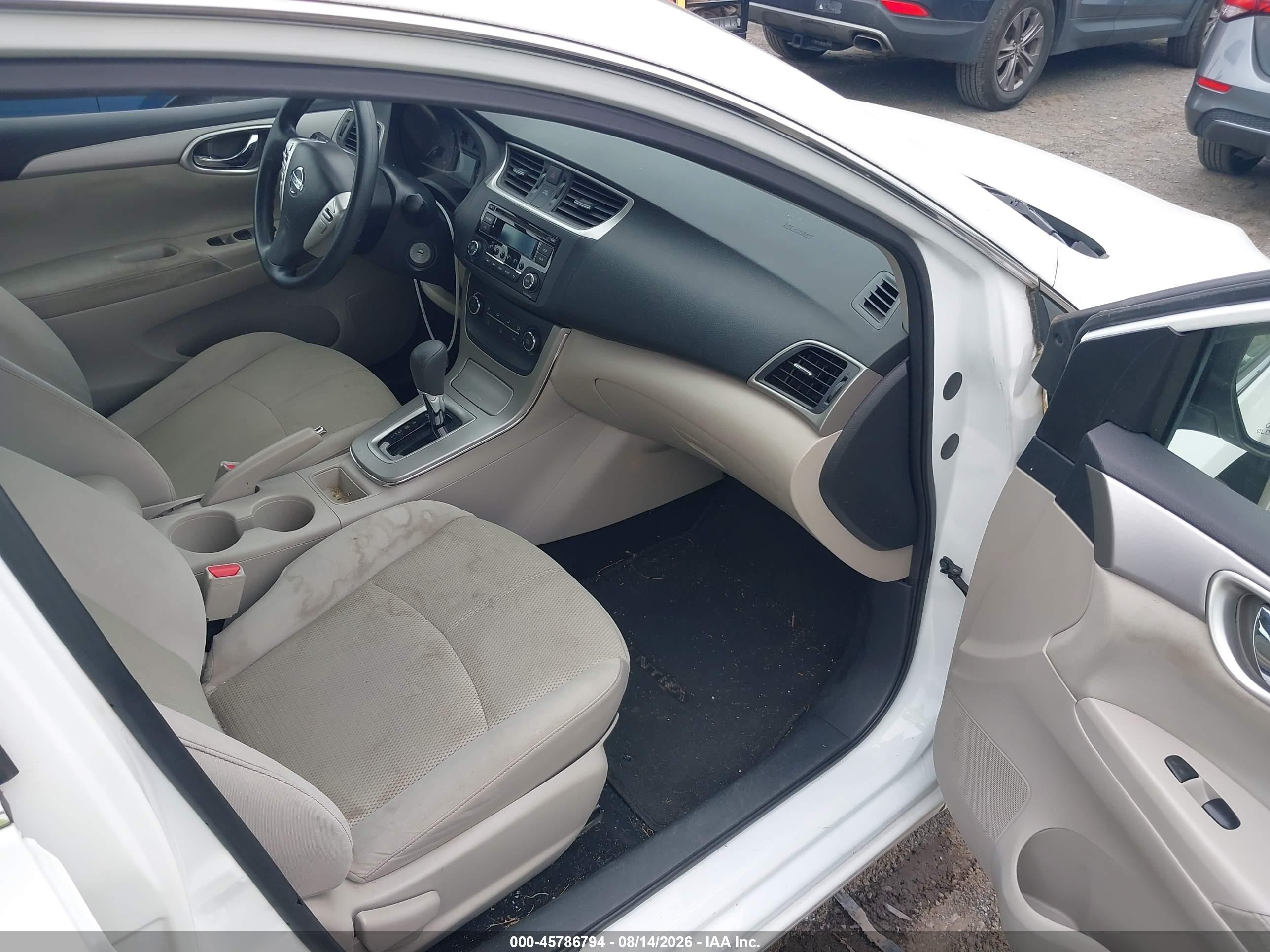 2015 Nissan Sentra S White vin: 3N1AB7AP7FY372536