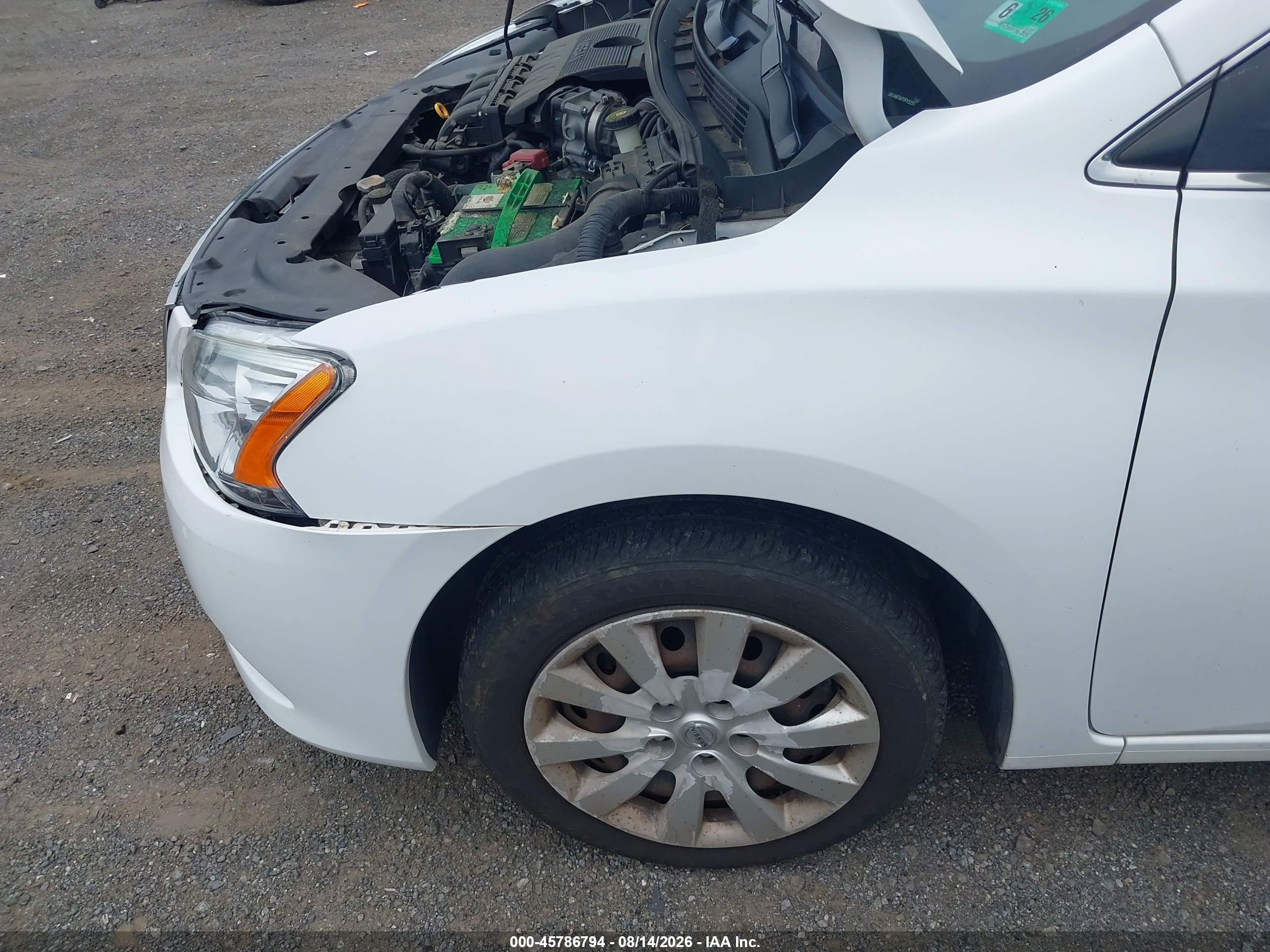 2015 Nissan Sentra S White vin: 3N1AB7AP7FY372536