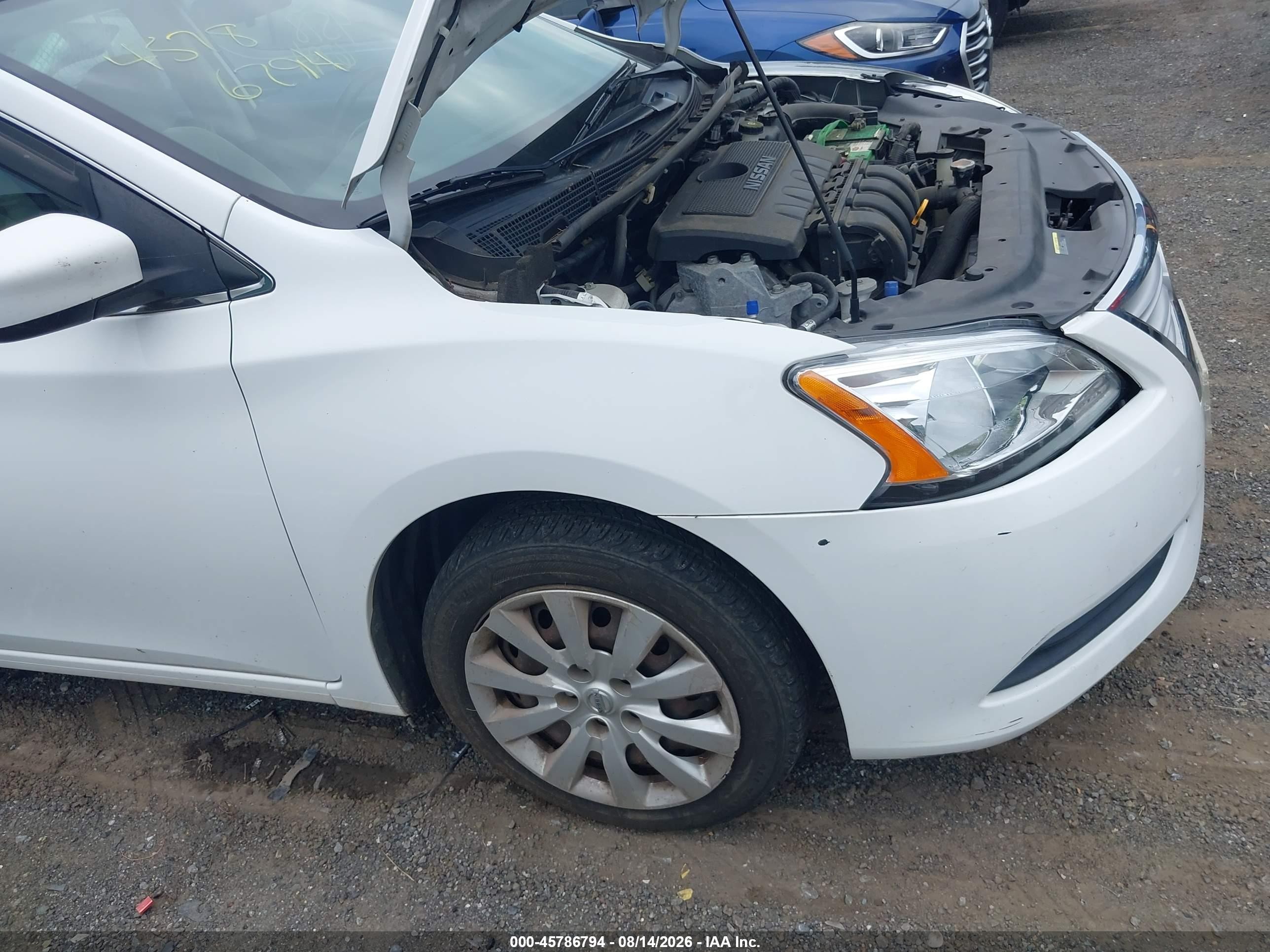 2015 Nissan Sentra S White vin: 3N1AB7AP7FY372536