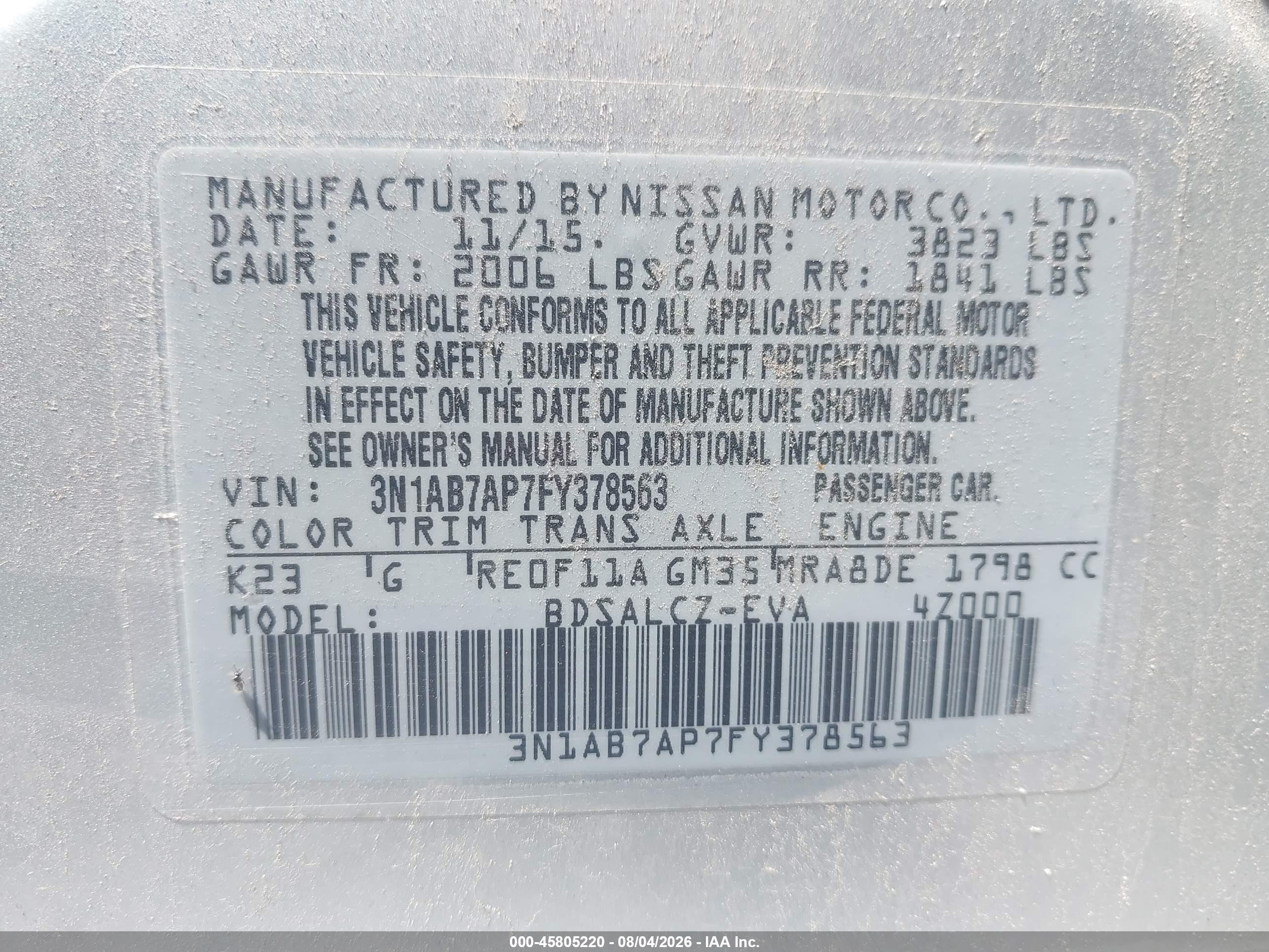 2015 Nissan Sentra S Серебряный vin: 3N1AB7AP7FY378563