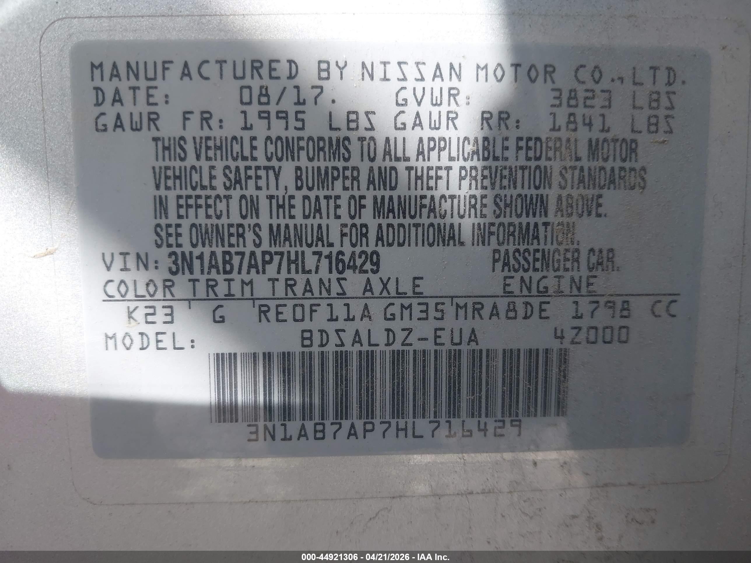 2017 Nissan Sentra Sv Silver vin: 3N1AB7AP7HL716429